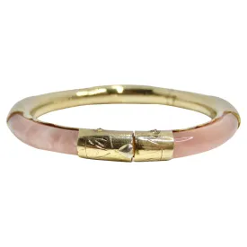 18K Gold Plated Pink Glass Cuff Bracelet