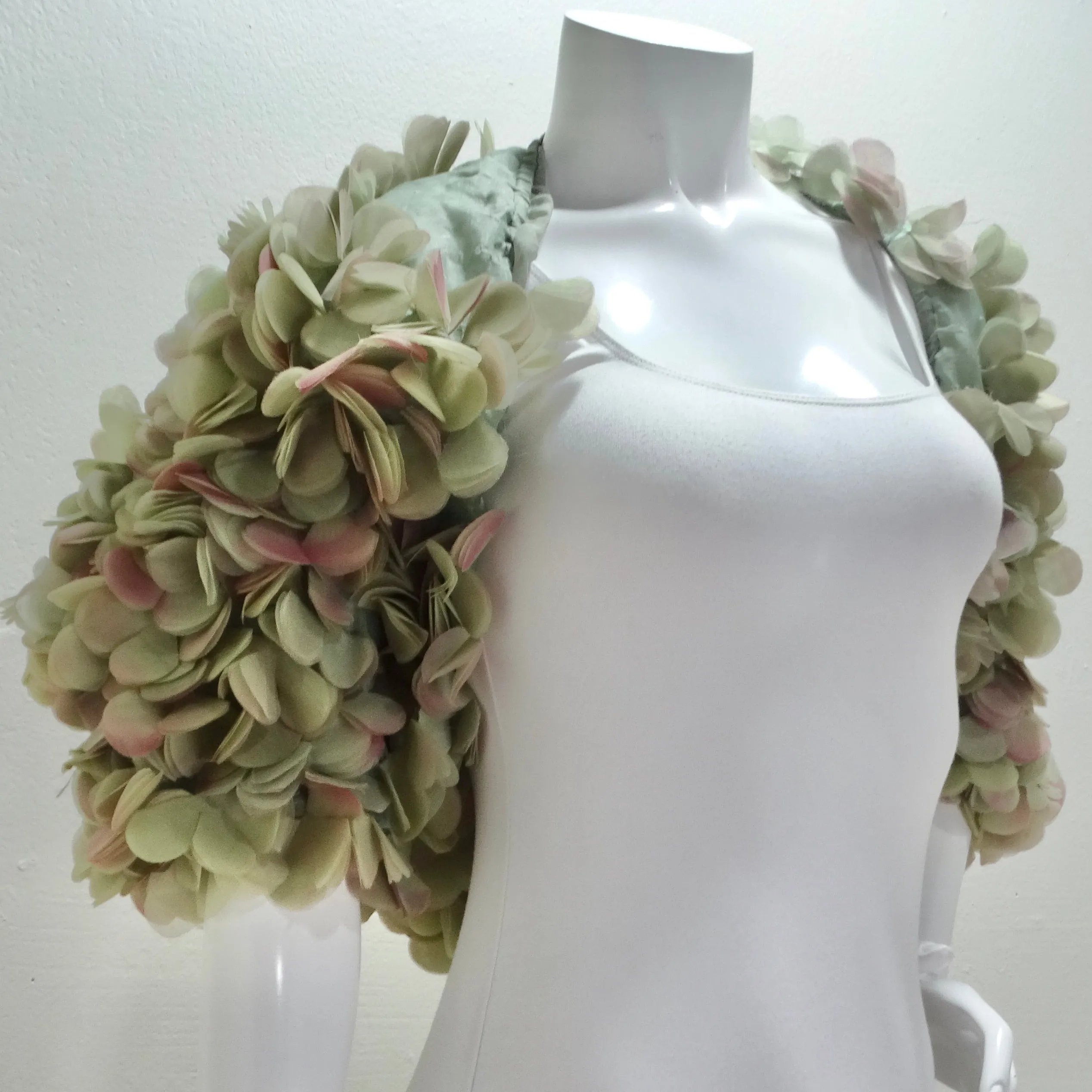 1990s Randolph Duke 3D Flower Petal Applique Bolero Shrug
