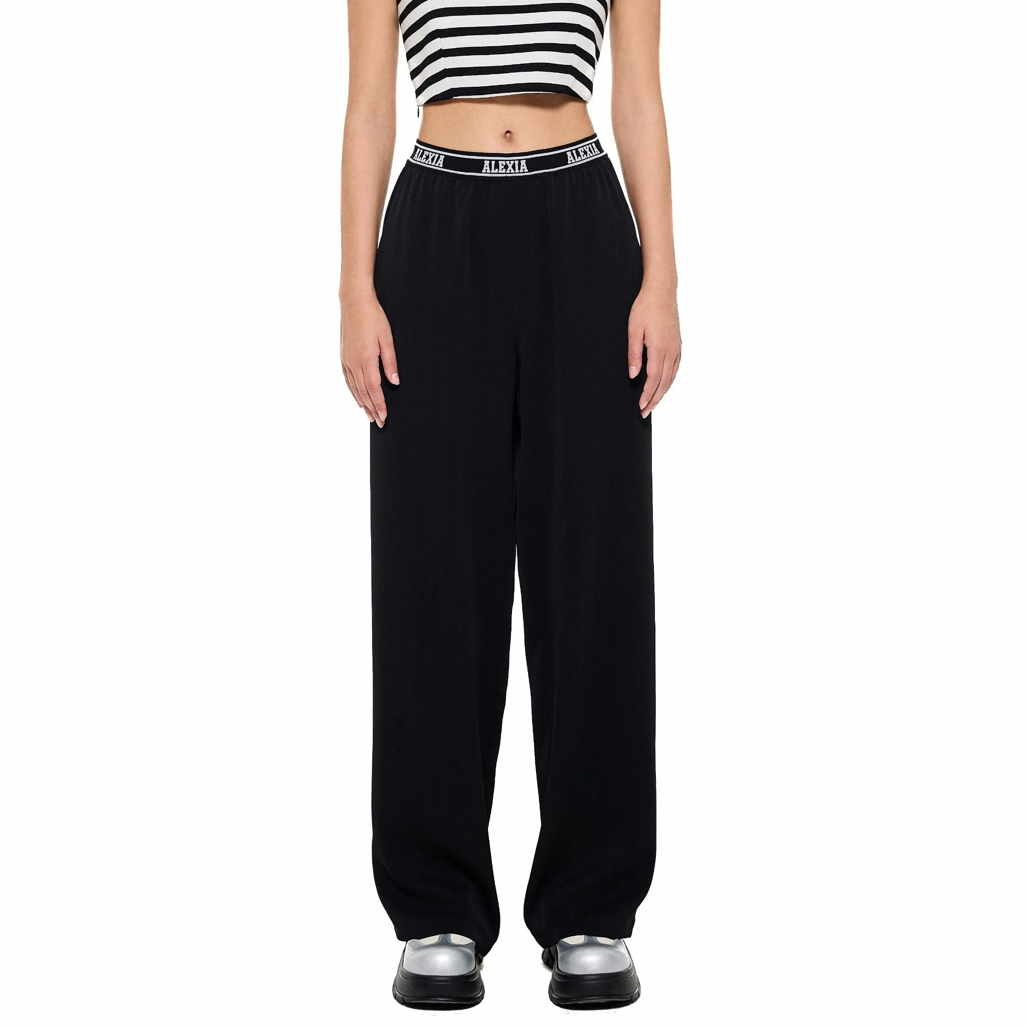 Alexia High-Waist Wide-Leg Trousers in Black