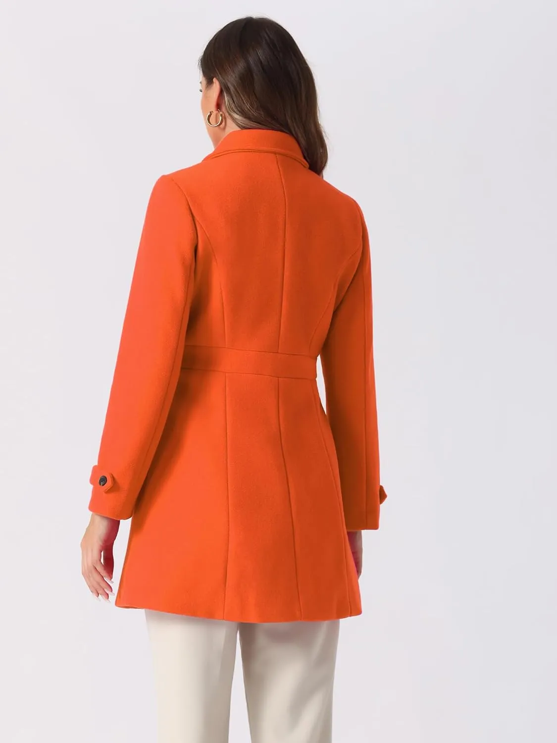 Allegra K Women's Winter Classic Outwear Overcoat with Pockets Single Breasted Pea Coat