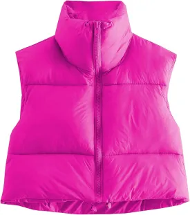 American Trends Women's Winter Crop Vest Sleeveless Puffer Vests for Women Jacket Outwear Coat