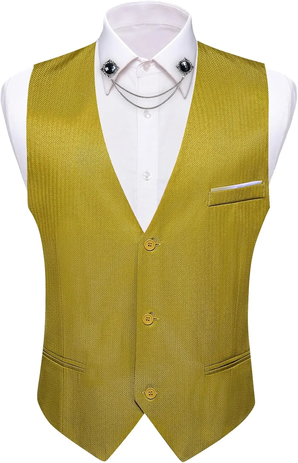 Barry.Wang Men's Suit Vest Business Formal Waistcoat Stripe/Plaid Classic Bowtie Set Wedding Party Business