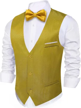 Barry.Wang Men's Suit Vest Business Formal Waistcoat Stripe/Plaid Classic Bowtie Set Wedding Party Business
