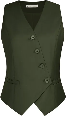 Belle Poque Waistcoat Vest for Women Suit Vest Tops Asymmetrical Hem Tuxedo Vest Sleeveless Blazers Jackets