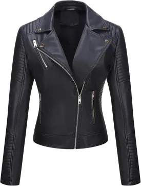 Bellivera Women's Faux Leather Casual Jacket 2025 Spring Trendy Motorcycle Outfits Lightweight Classic Coat