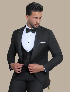 Black Tuxedo with Mixed Glitter Collar – 4-Piece Set