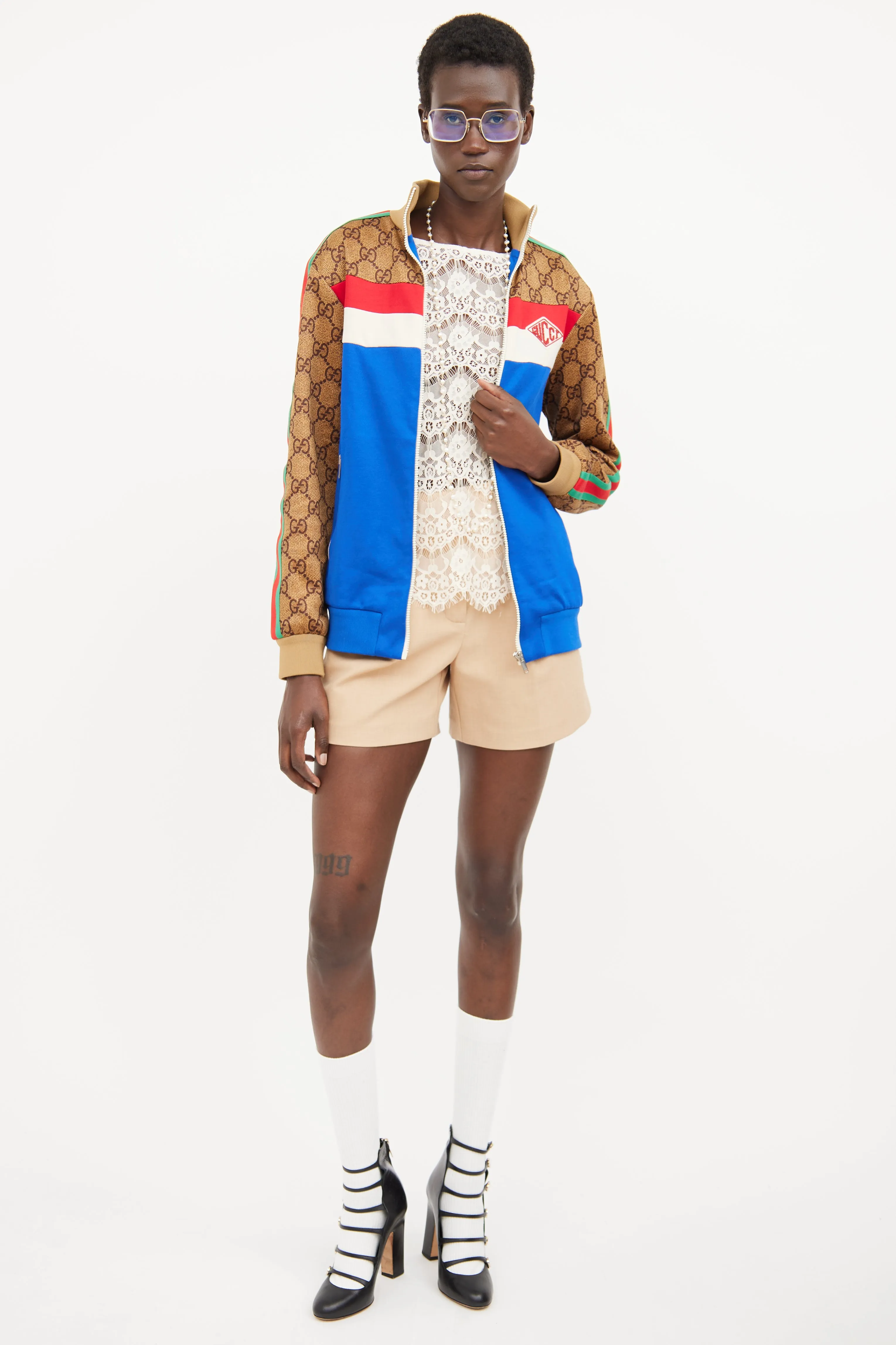 Blue, Beige & Multi Technical Jacket