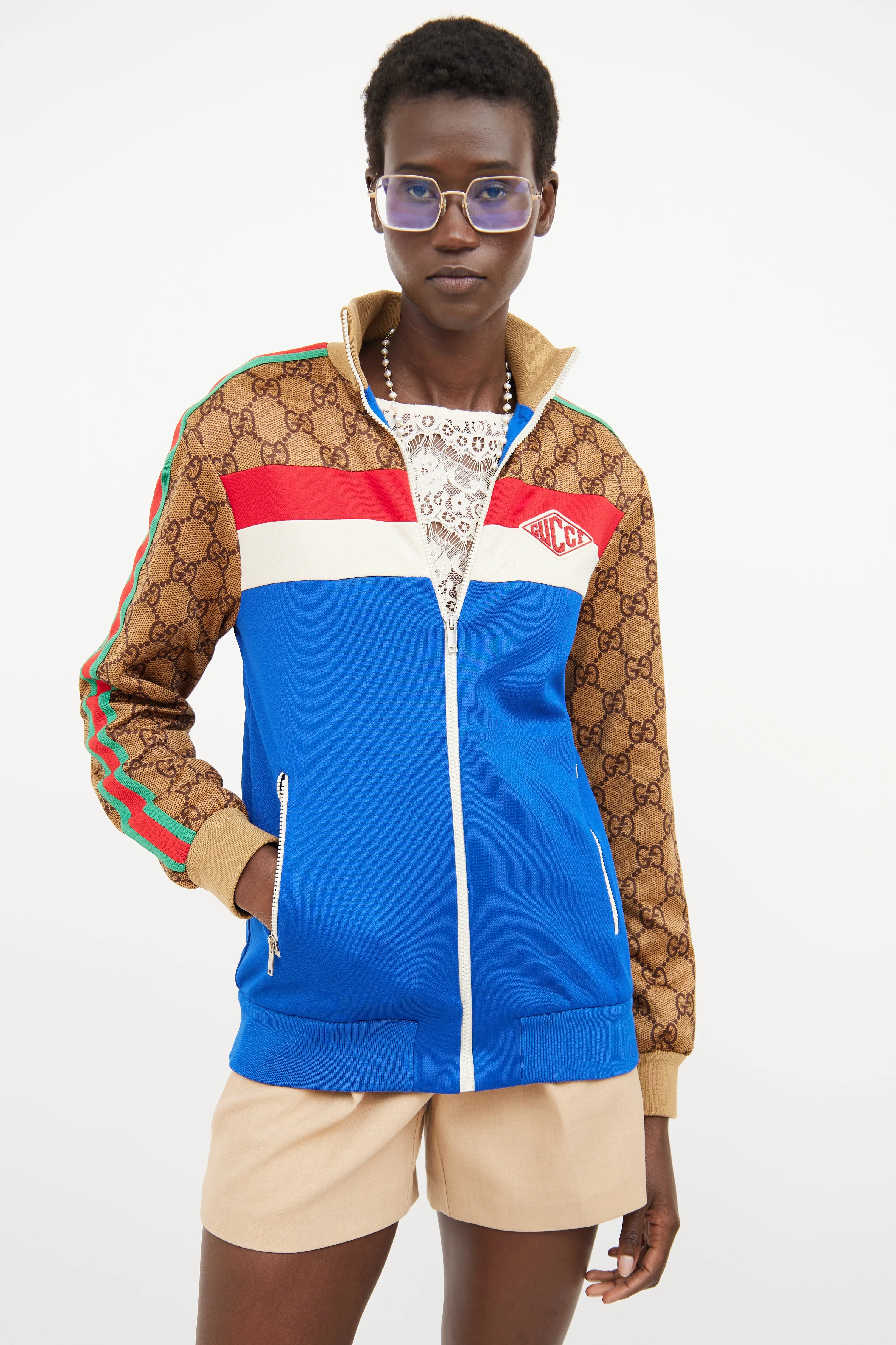 Blue, Beige & Multi Technical Jacket