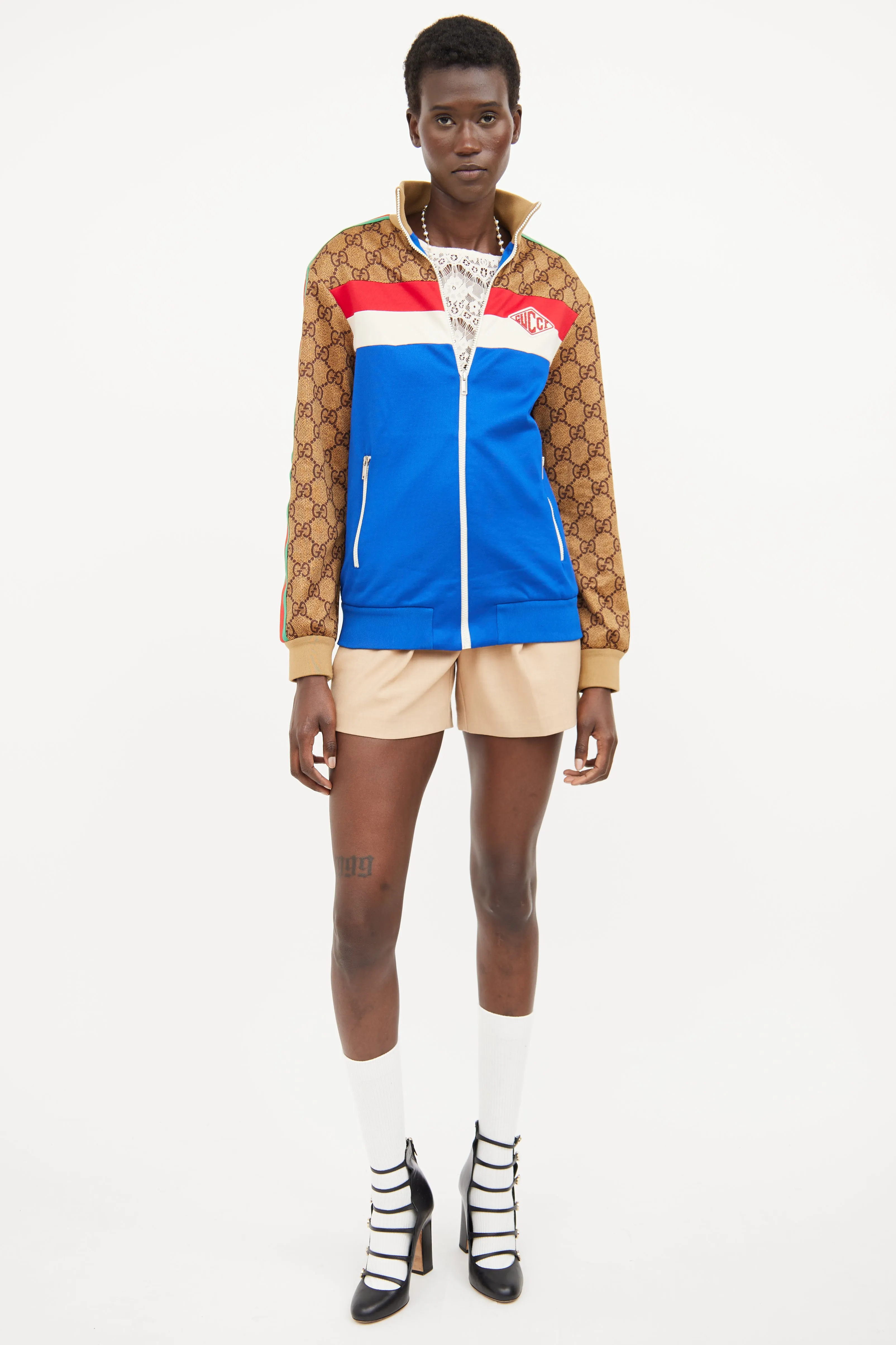 Blue, Beige & Multi Technical Jacket