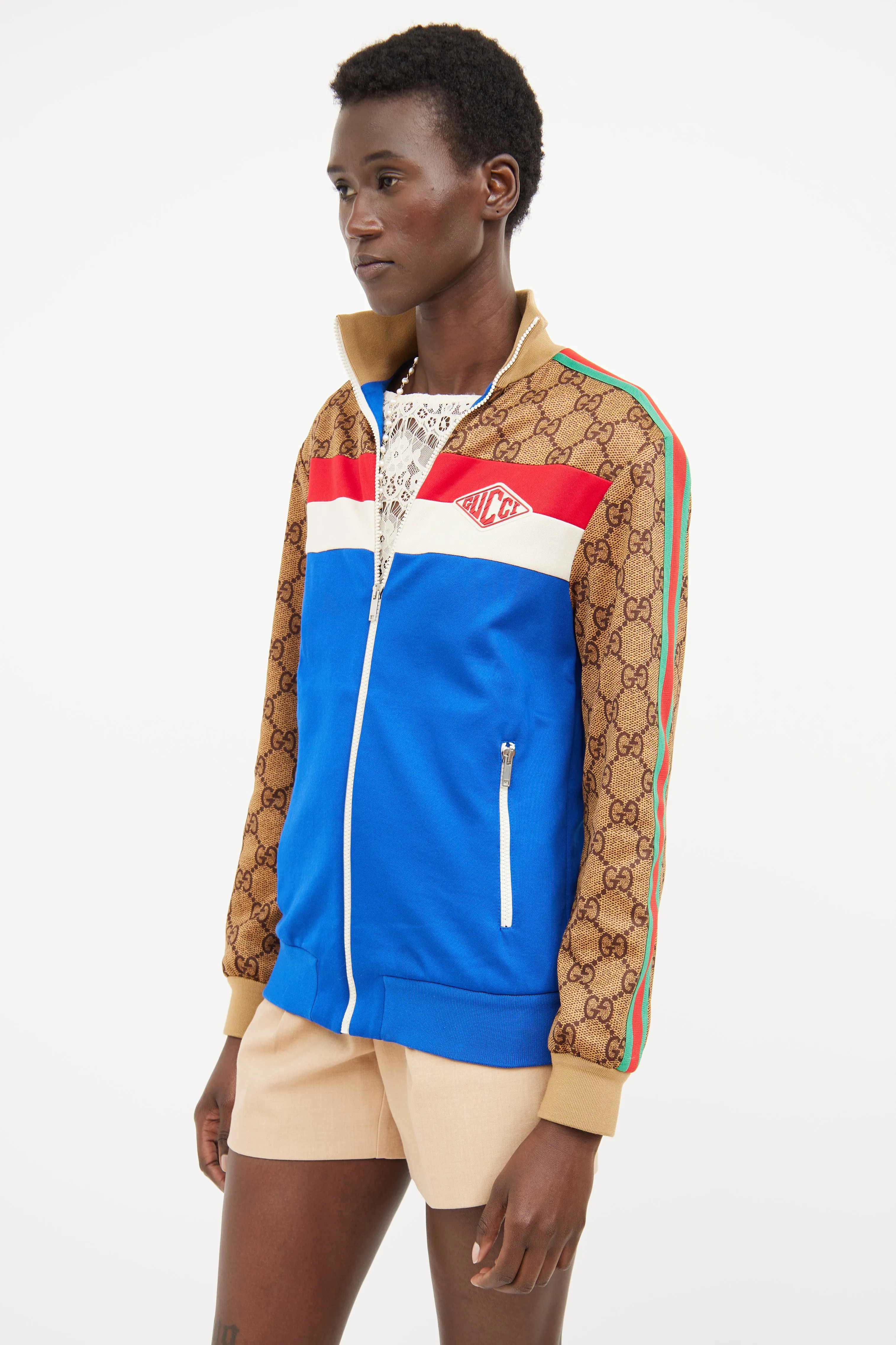 Blue, Beige & Multi Technical Jacket