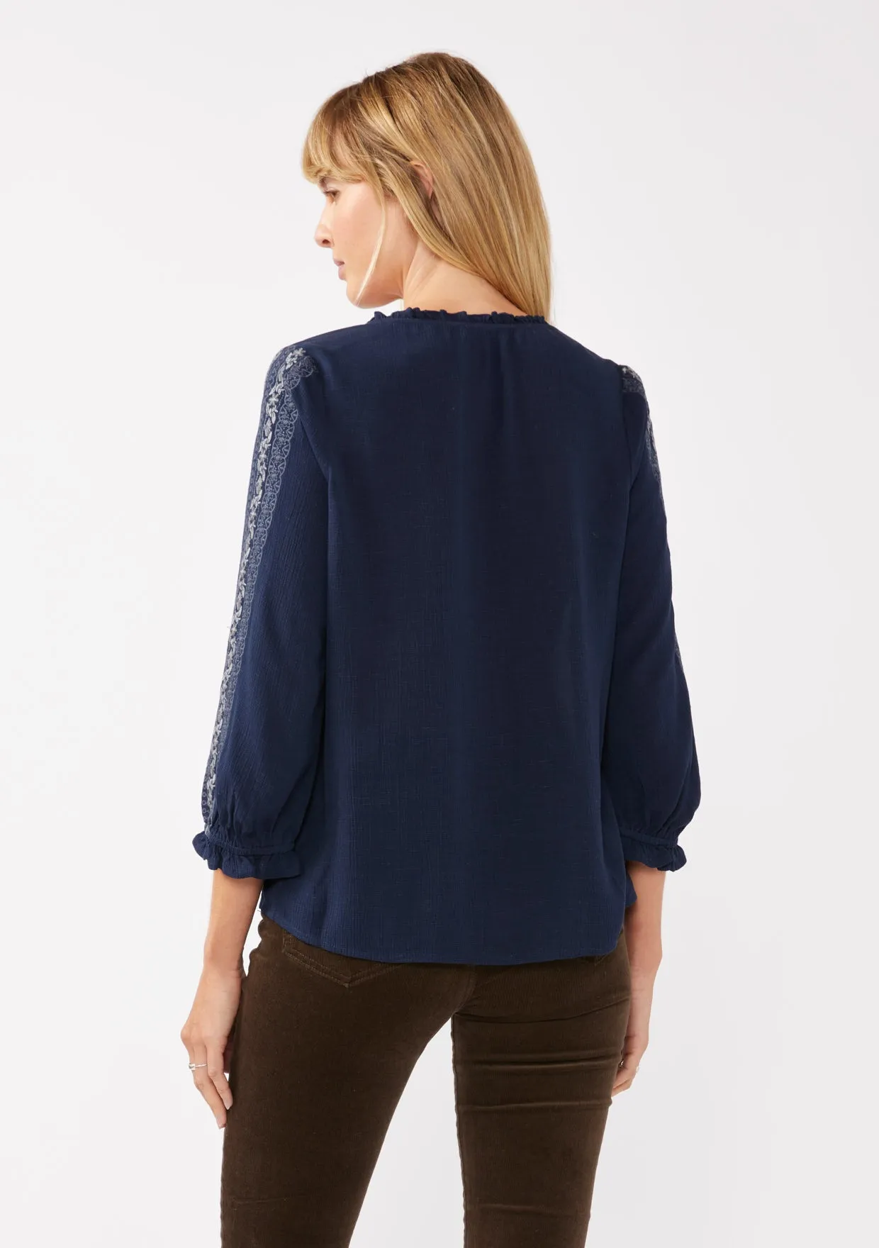 Boho Embroidered Button Front Blouse