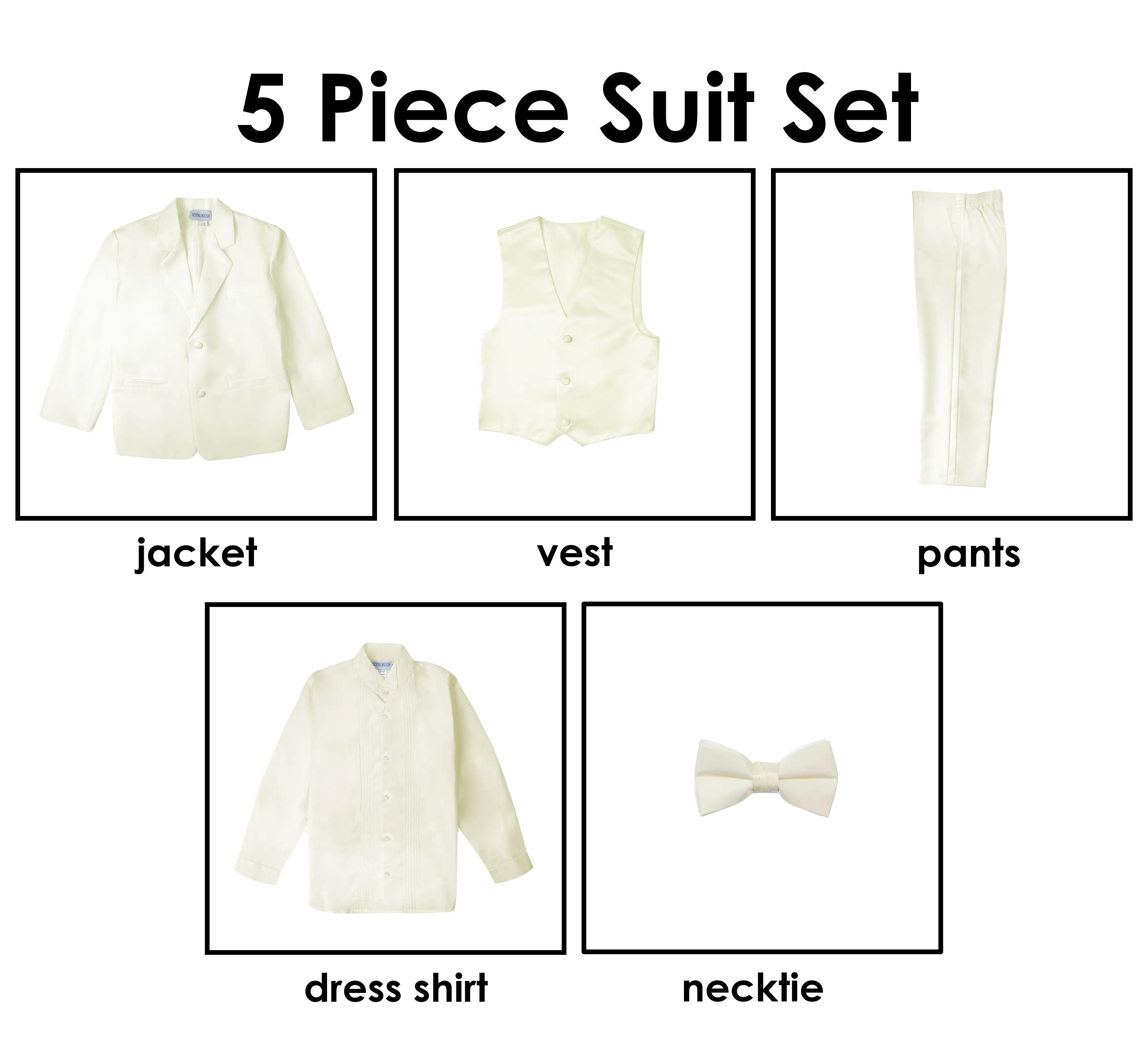 Boys' Ivory-B Classic Fit Tuxedo Set Without Tail