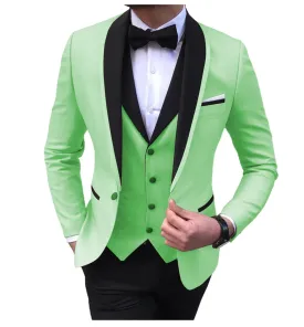 BRADLEY VIP SUITS Men's Fashion Formal 3 Piece Tuxedo (Jacket   Pants   Vest) Mint Green Suit Set