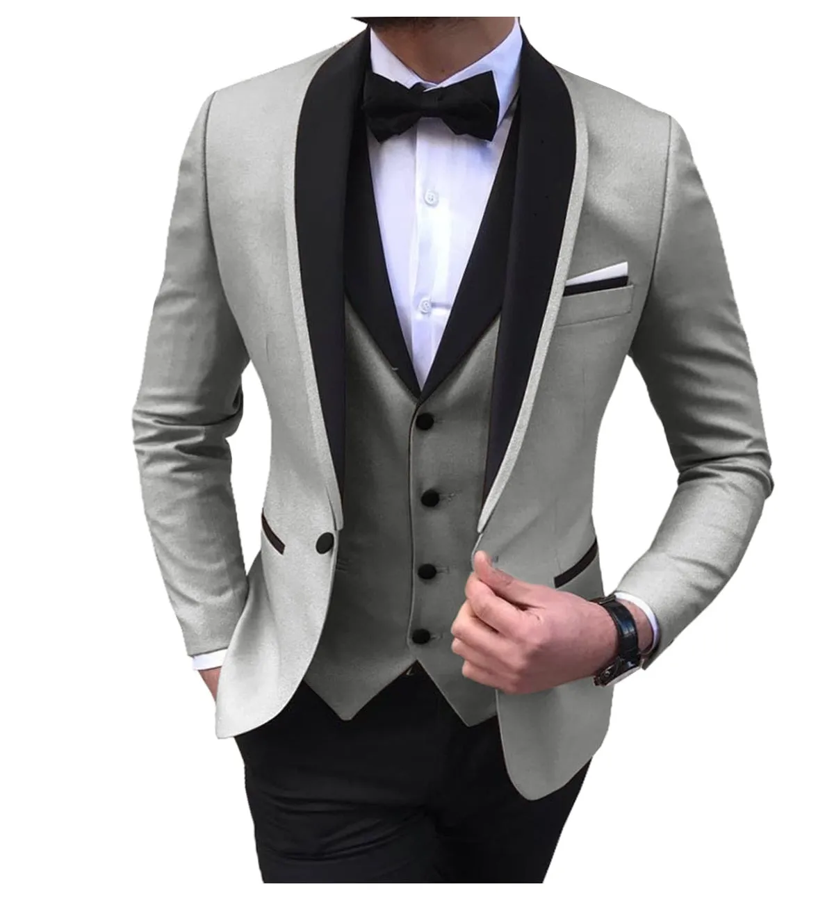 BRADLEY VIP SUITS Men's Fashion Formal 3 Piece Tuxedo (Jacket   Pants   Vest) Mint Green Suit Set