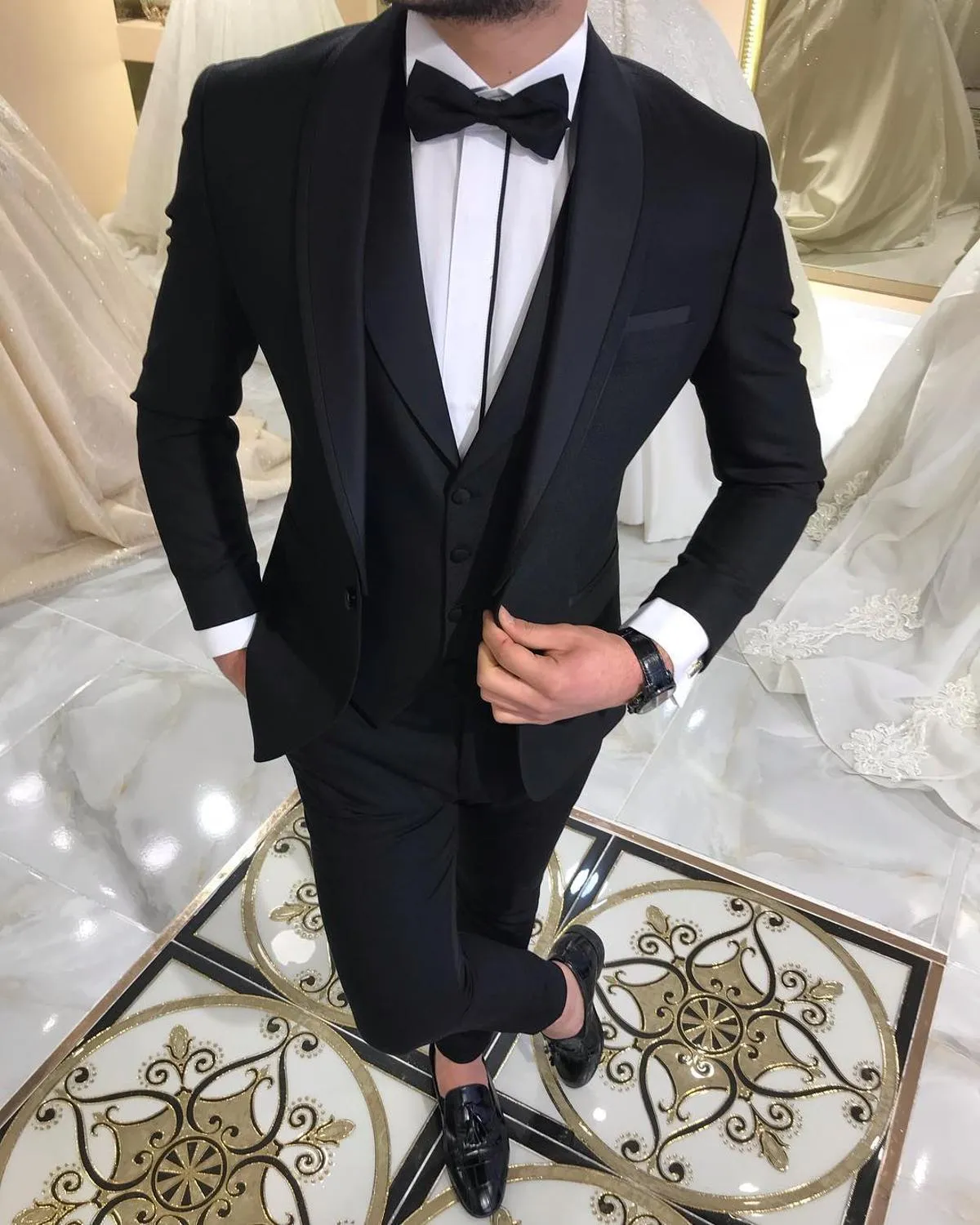 BRADLEY VIP SUITS Men's Fashion Formal 3 Piece Tuxedo (Jacket   Pants   Vest) Mint Green Suit Set