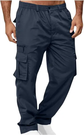 Cargo Pants for Men Big and Tall Loose Fit Joggers Elastic Waist Hiking Pants Relaxed Workout Pants with Pockets