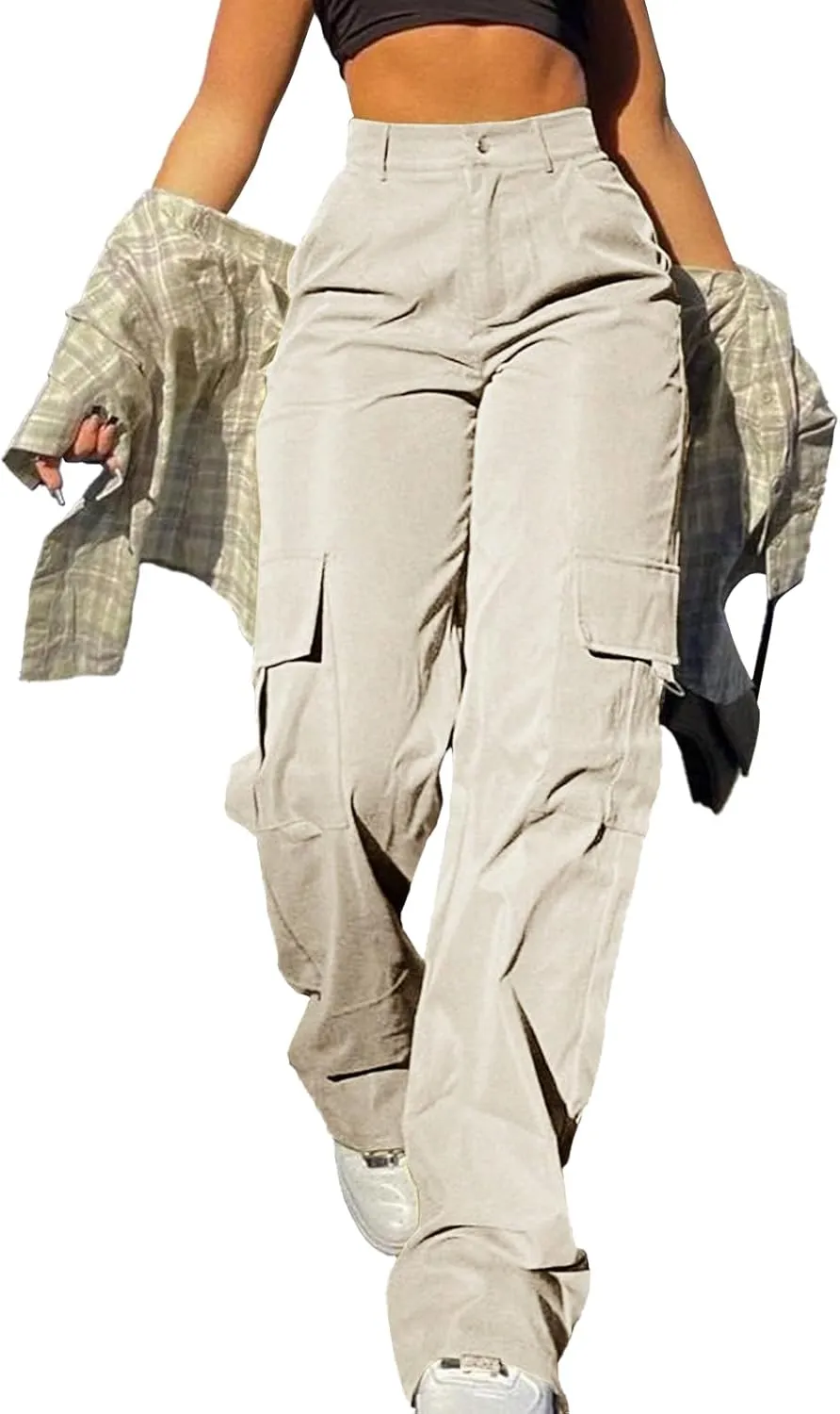 Cargo Pants for Women High Waisted Casual Pants Work Pants Baggy Stretchy Wide Leg Y2K Streetwear with Pockets