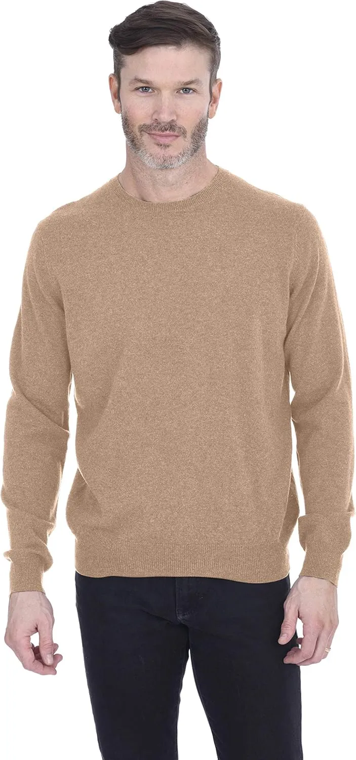 Cashmeren Men's Basic Crewneck Sweater 100% Pure Cashmere Long Sleeve Round Neck Pullover