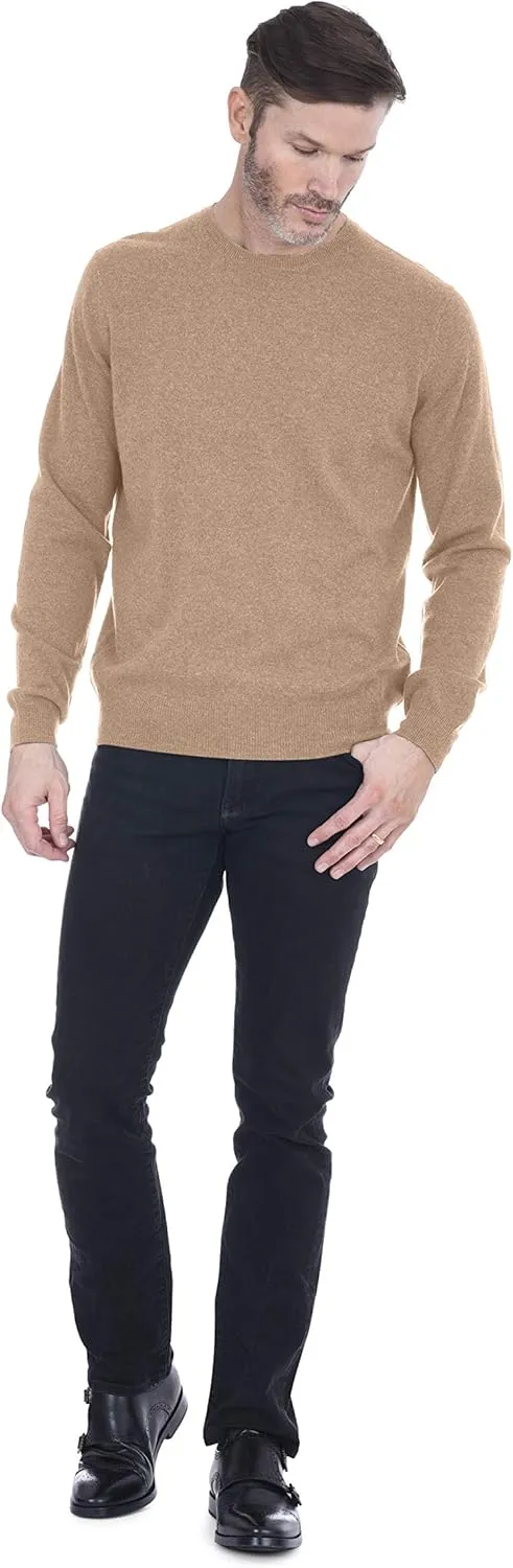 Cashmeren Men's Basic Crewneck Sweater 100% Pure Cashmere Long Sleeve Round Neck Pullover