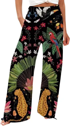 Casuals Long Business Pants with Pockets Womens Cotton Casual Loose Pants Comfy Work Pants with Pockets Elastic High