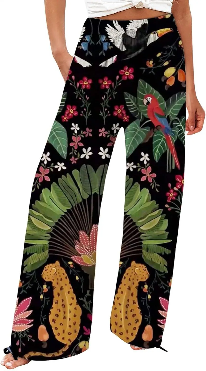 Casuals Long Business Pants with Pockets Womens Cotton Casual Loose Pants Comfy Work Pants with Pockets Elastic High