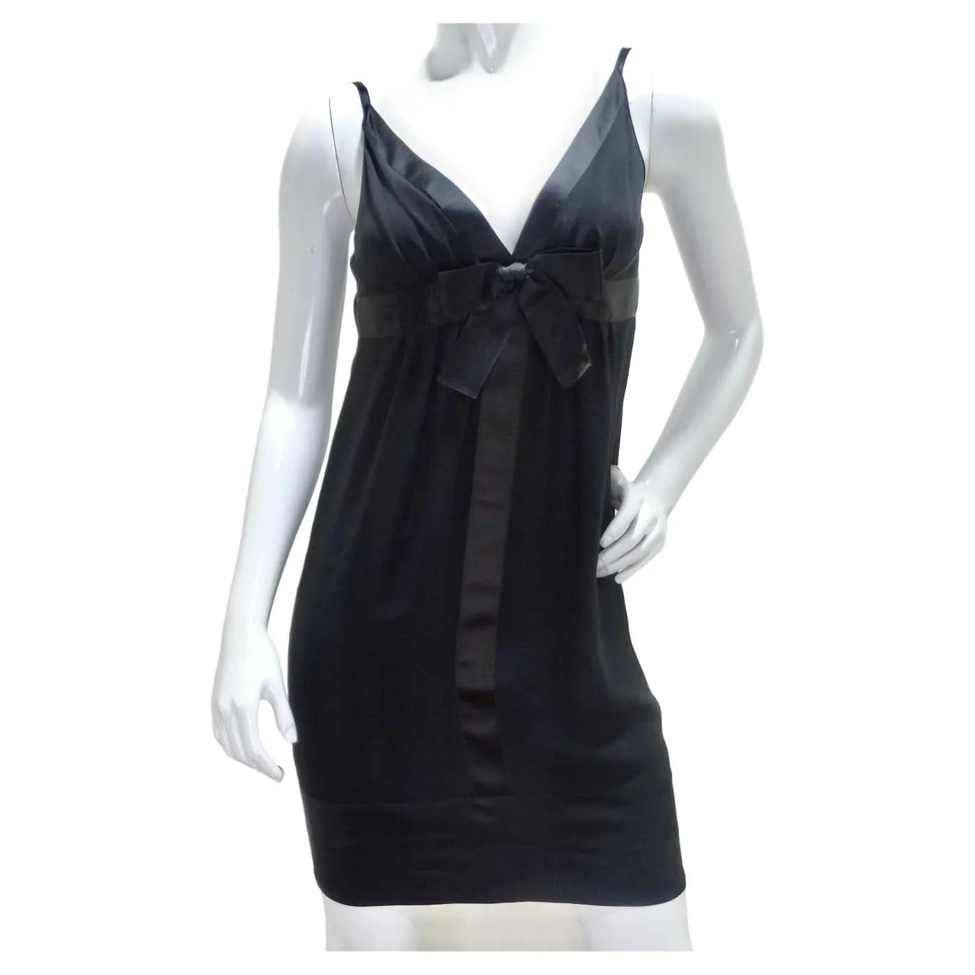 Chanel 1990s Silk Bow Motif Little Black Dress