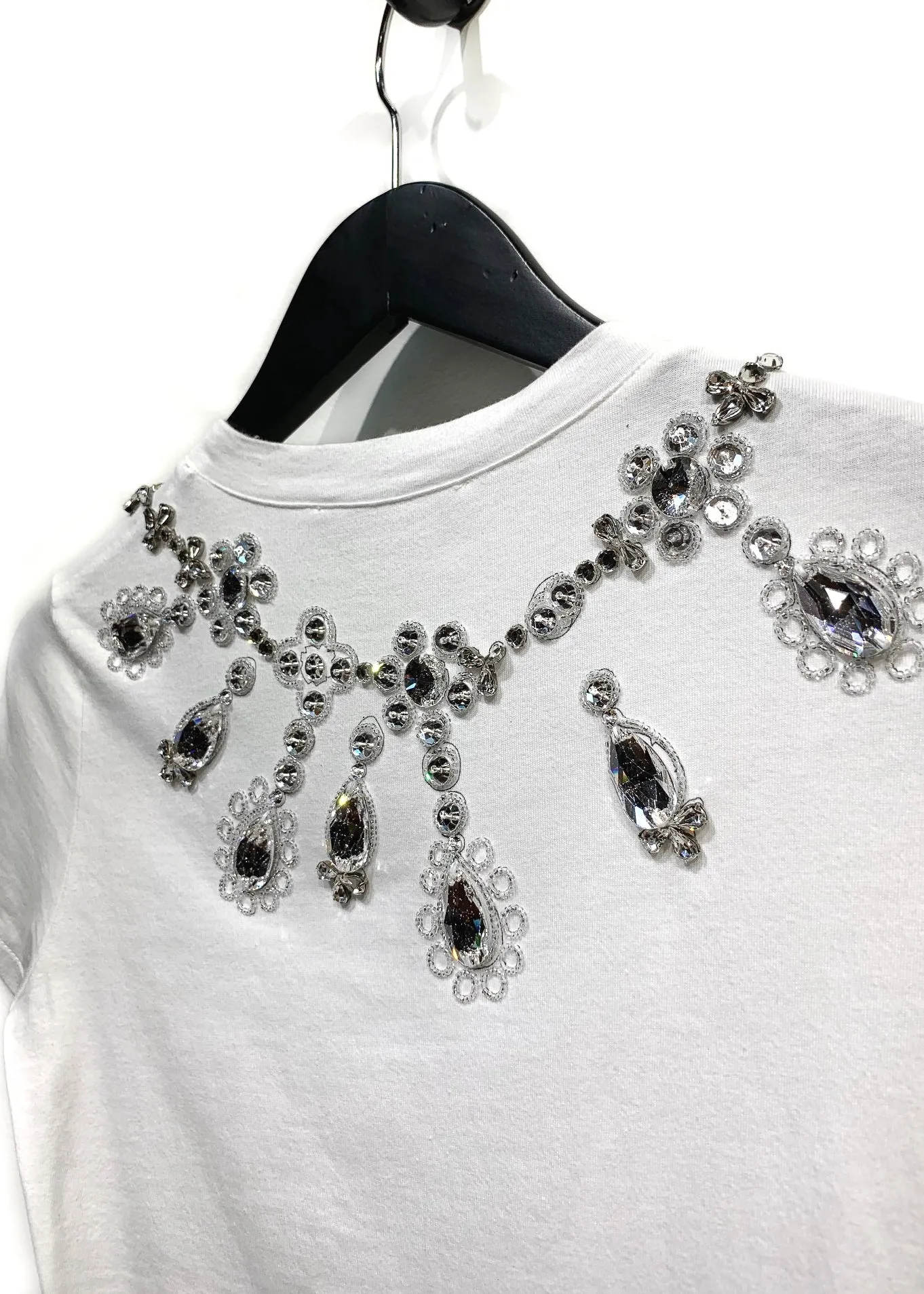 Christian Dior Crystal Embellished White Short Sleeves T-shirt