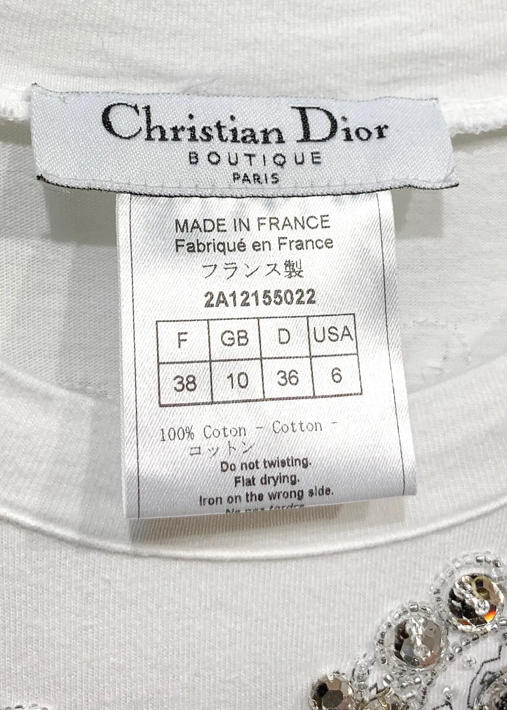 Christian Dior Crystal Embellished White Short Sleeves T-shirt
