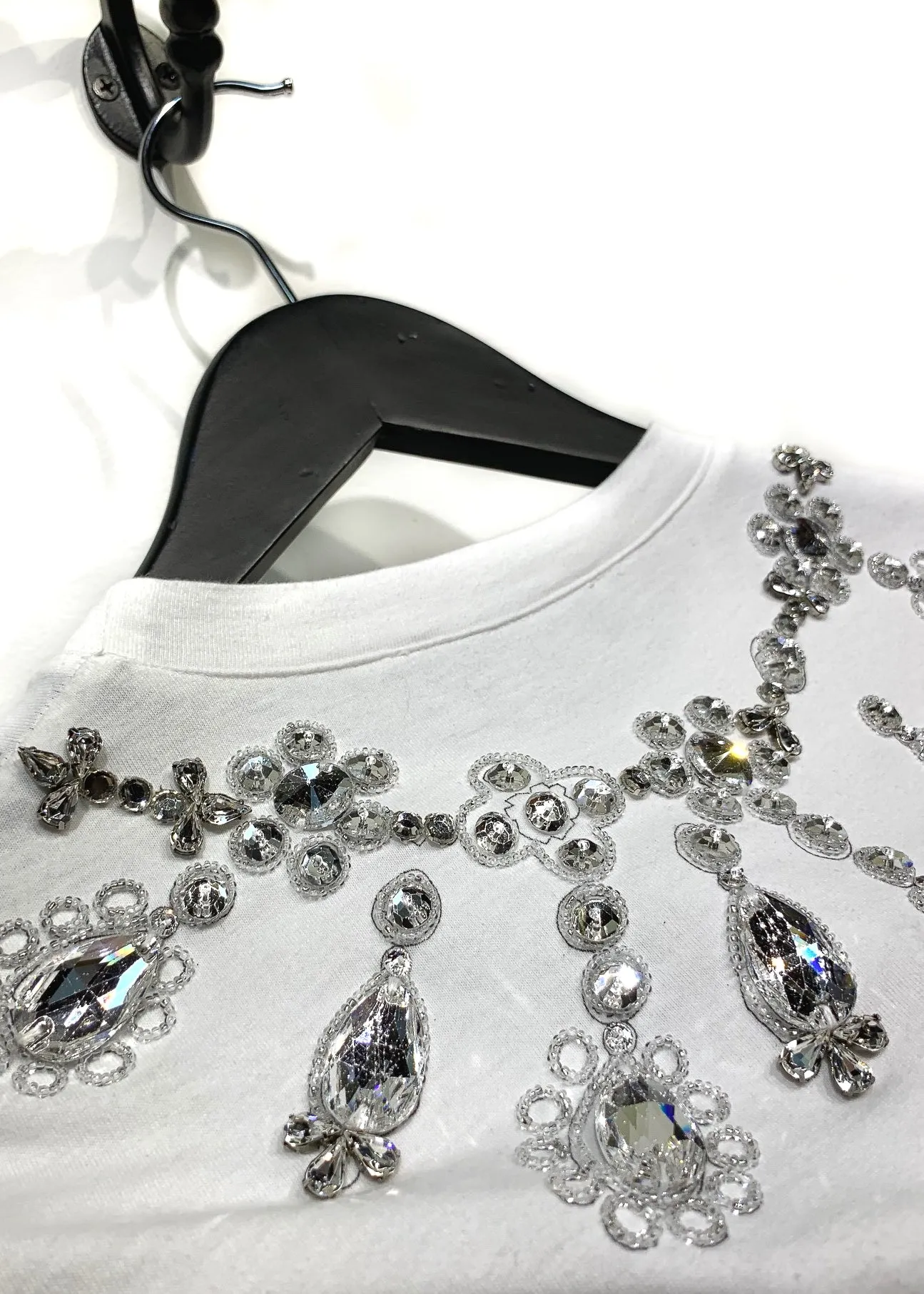 Christian Dior Crystal Embellished White Short Sleeves T-shirt