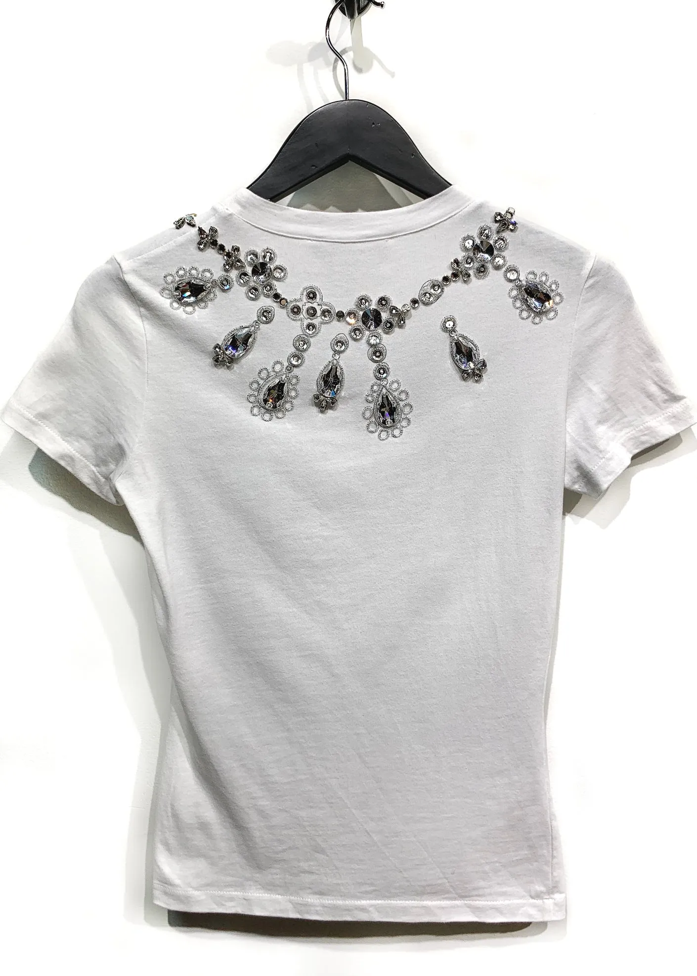 Christian Dior Crystal Embellished White Short Sleeves T-shirt