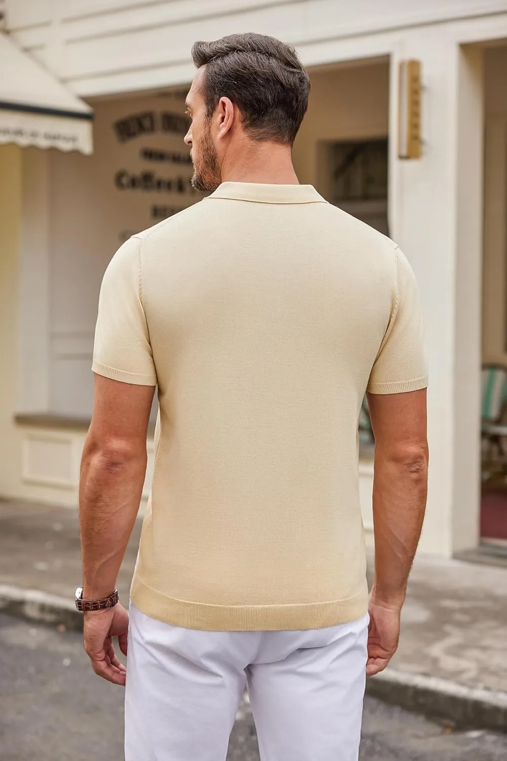COOFANDY Mens Knit Polo Shirts Casual Short Sleeve Button Down Polo Shirt Classic Golf Shirts