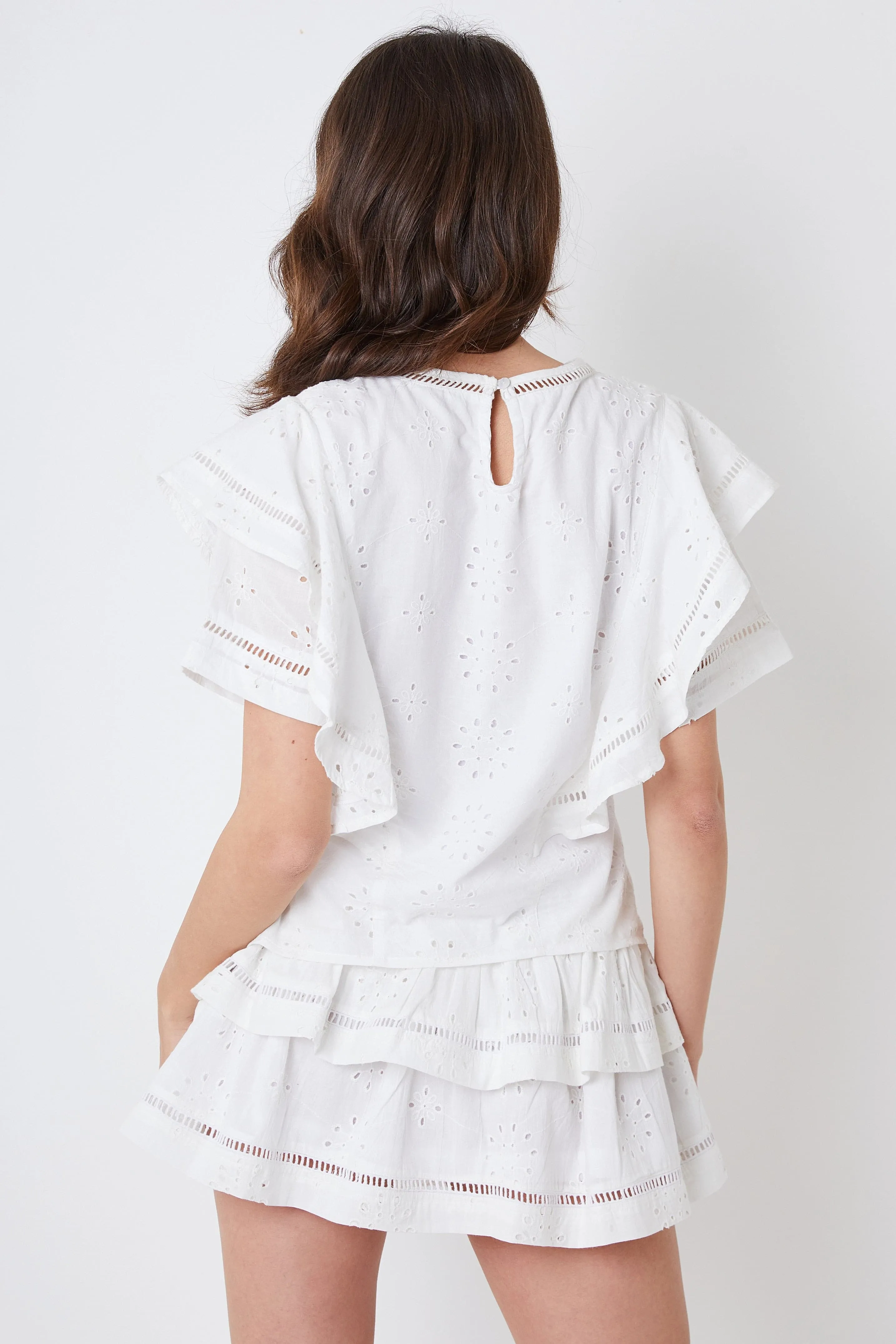 Creea White Ruffled Blouse