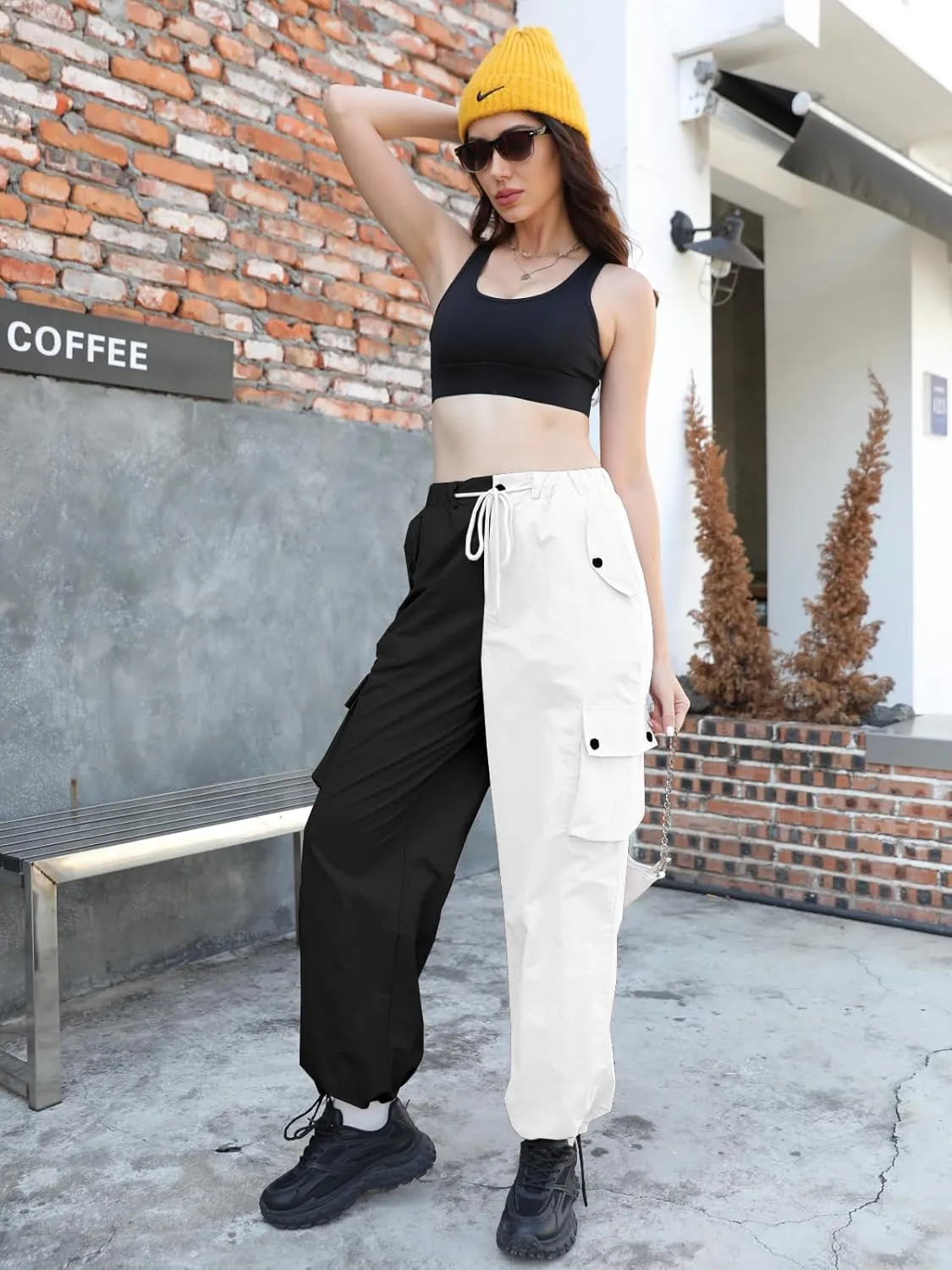 Cromoncent Girls & Womens High Waist Parachute Pants Y2K Waterproof Cargo Trousers with Pockets 6 Years-Women 3XL