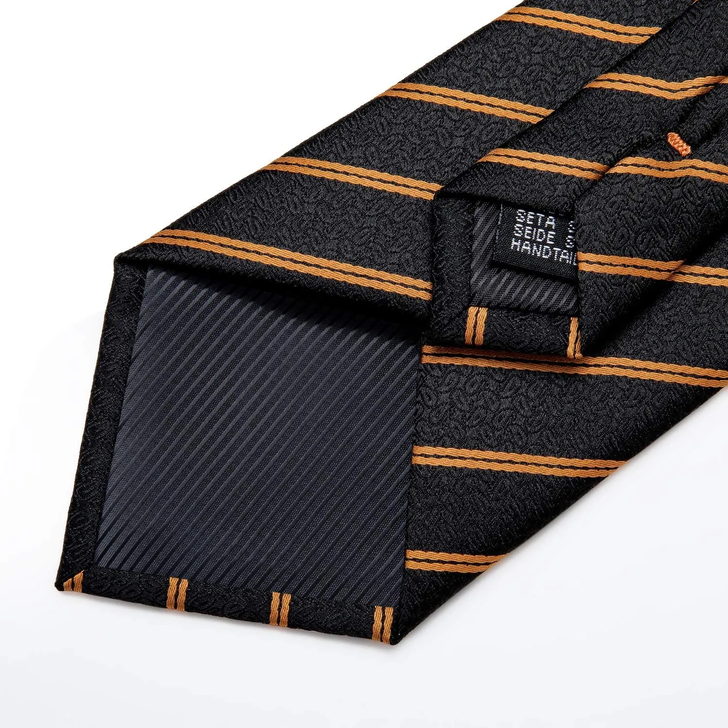 DiBanGu Mens Striped Tie Silk Woven Necktie and Pocket Square Cufflinks Tie Clip Set Wedding Business Formal Gift Tie for Men