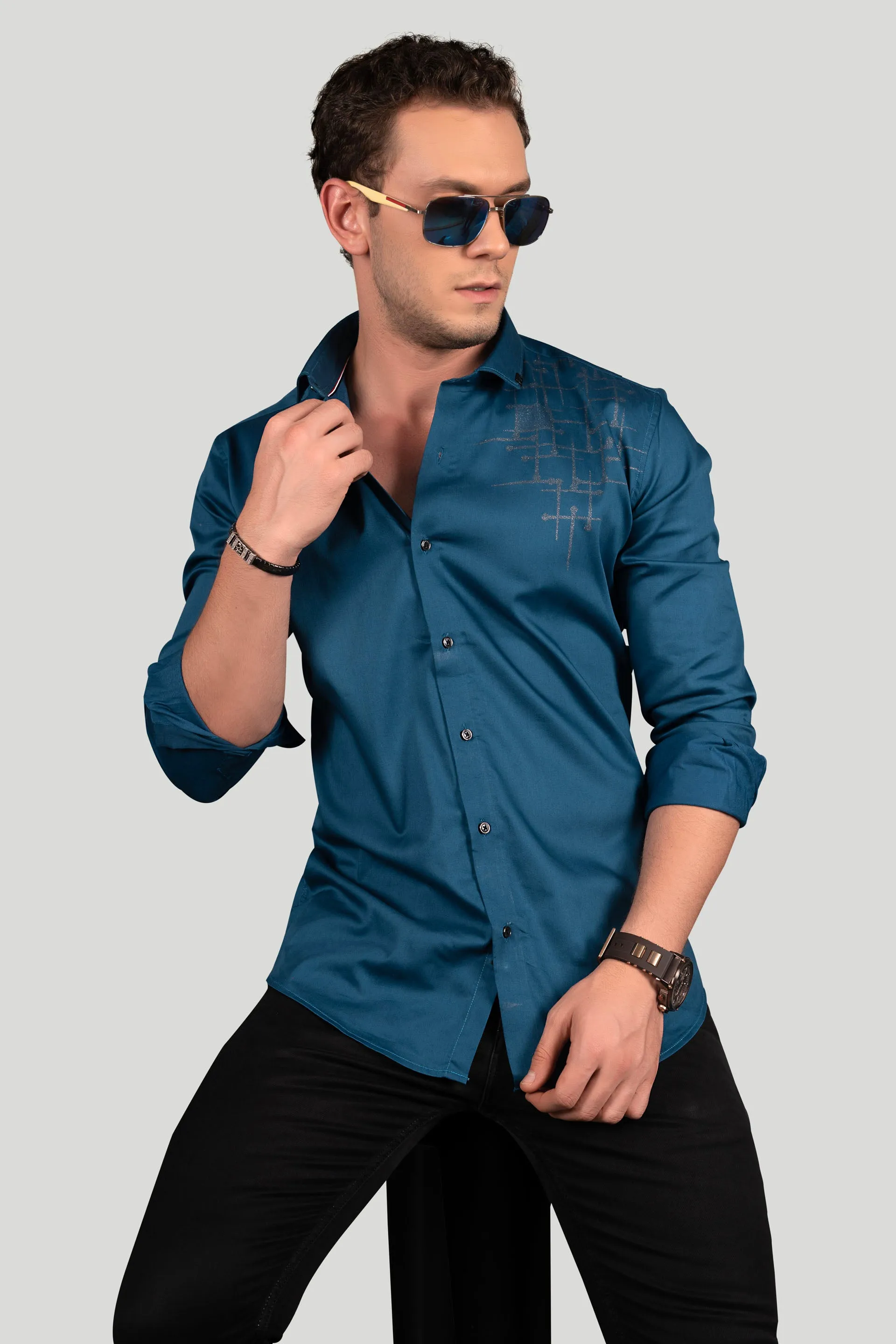 DIOR BLUE PARTY WEAR SHIRT