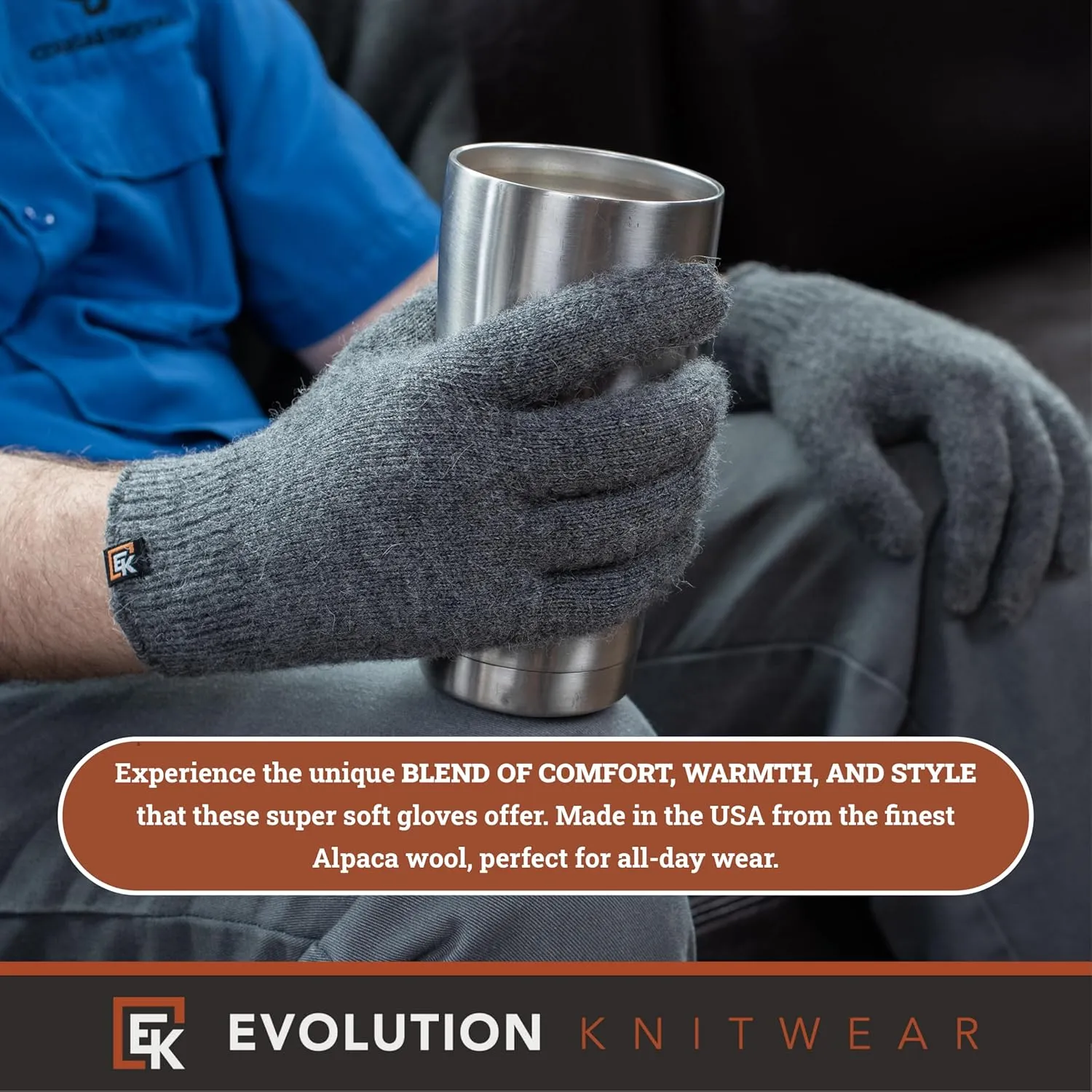 Evolution Knitwear Alpaca Knit Gloves - Super Soft Baby Alpaca - Made in The USA - Large