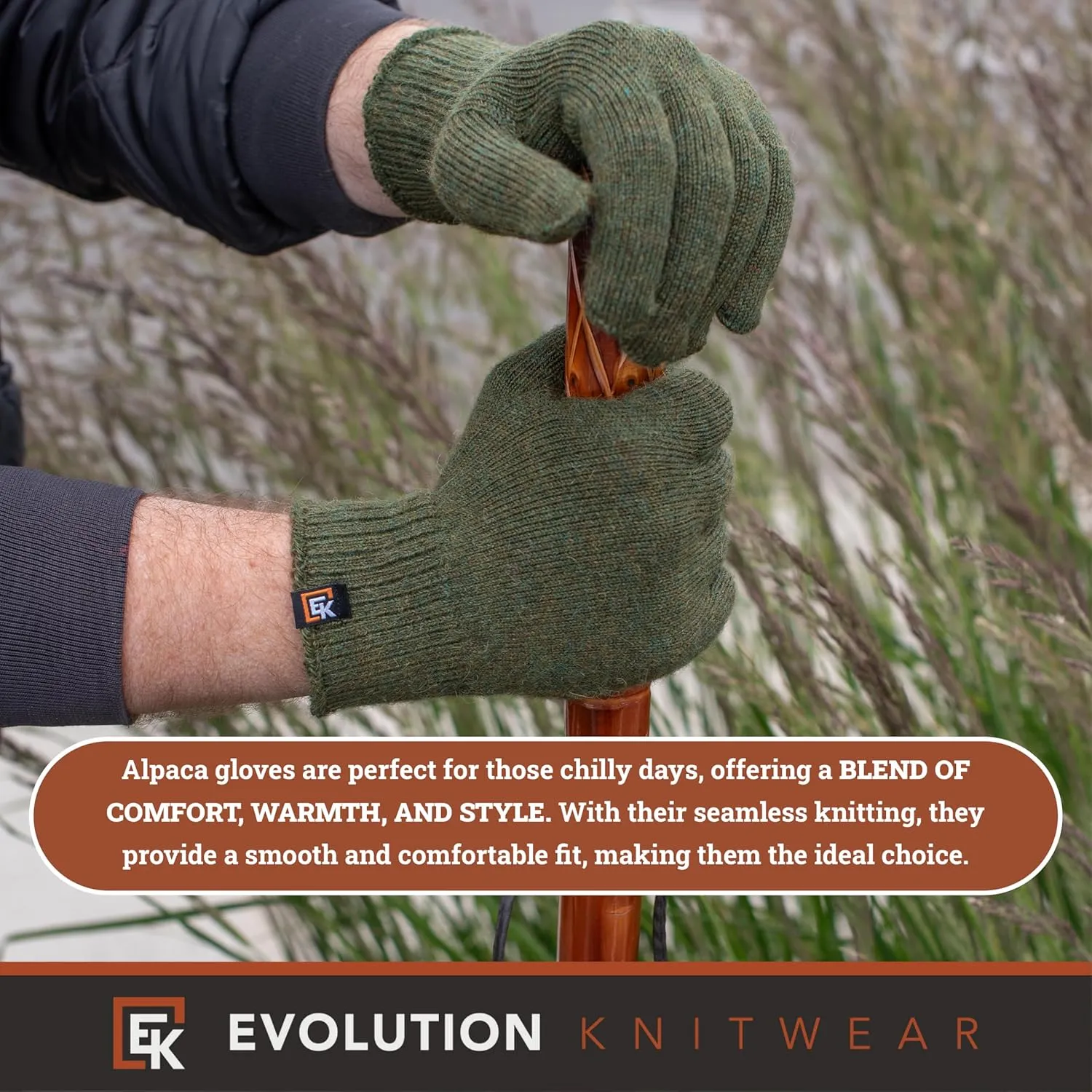 Evolution Knitwear Alpaca Knit Gloves - Super Soft Baby Alpaca - Made in The USA - Large