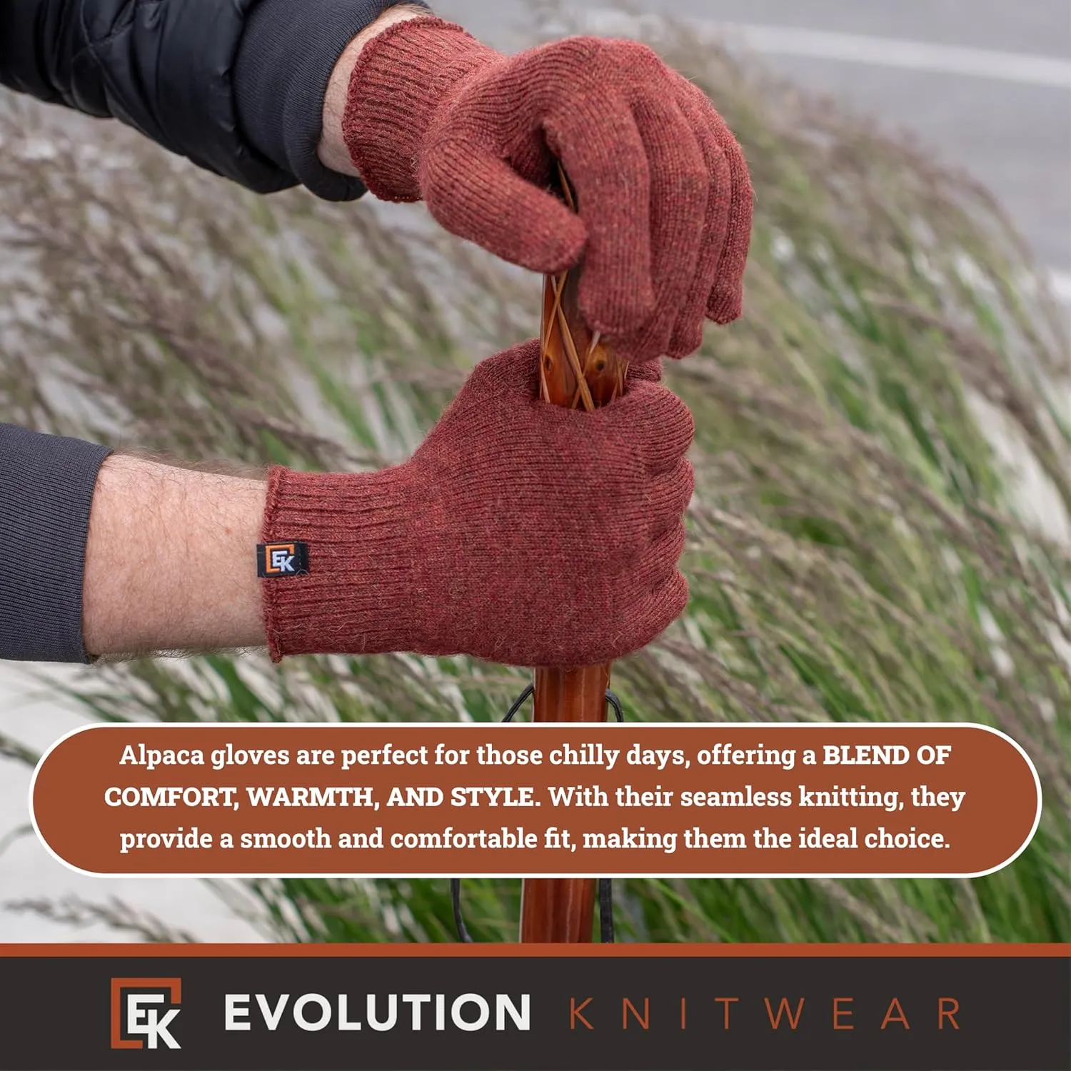 Evolution Knitwear Alpaca Knit Gloves - Super Soft Baby Alpaca - Made in The USA - Large