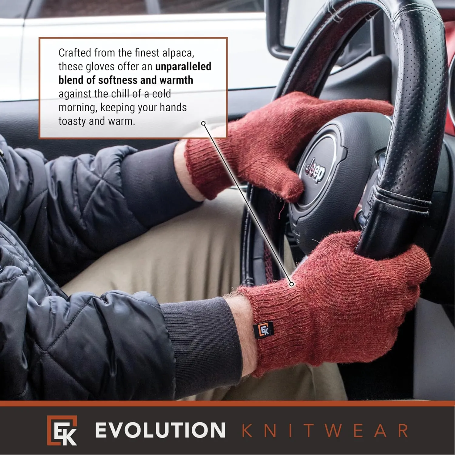 Evolution Knitwear Alpaca Knit Gloves - Super Soft Baby Alpaca - Made in The USA - Large