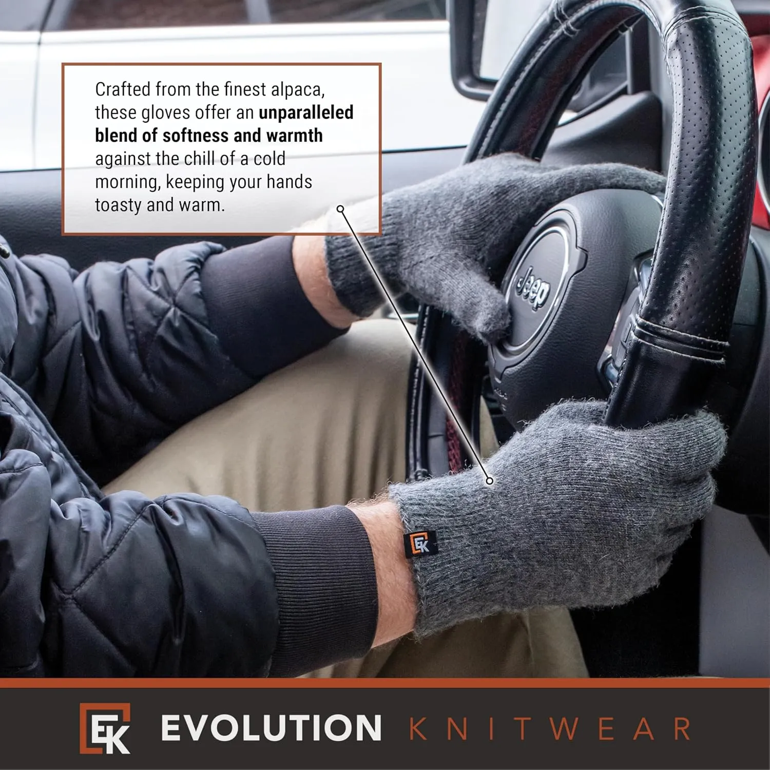 Evolution Knitwear Alpaca Knit Gloves - Super Soft Baby Alpaca - Made in The USA - Large