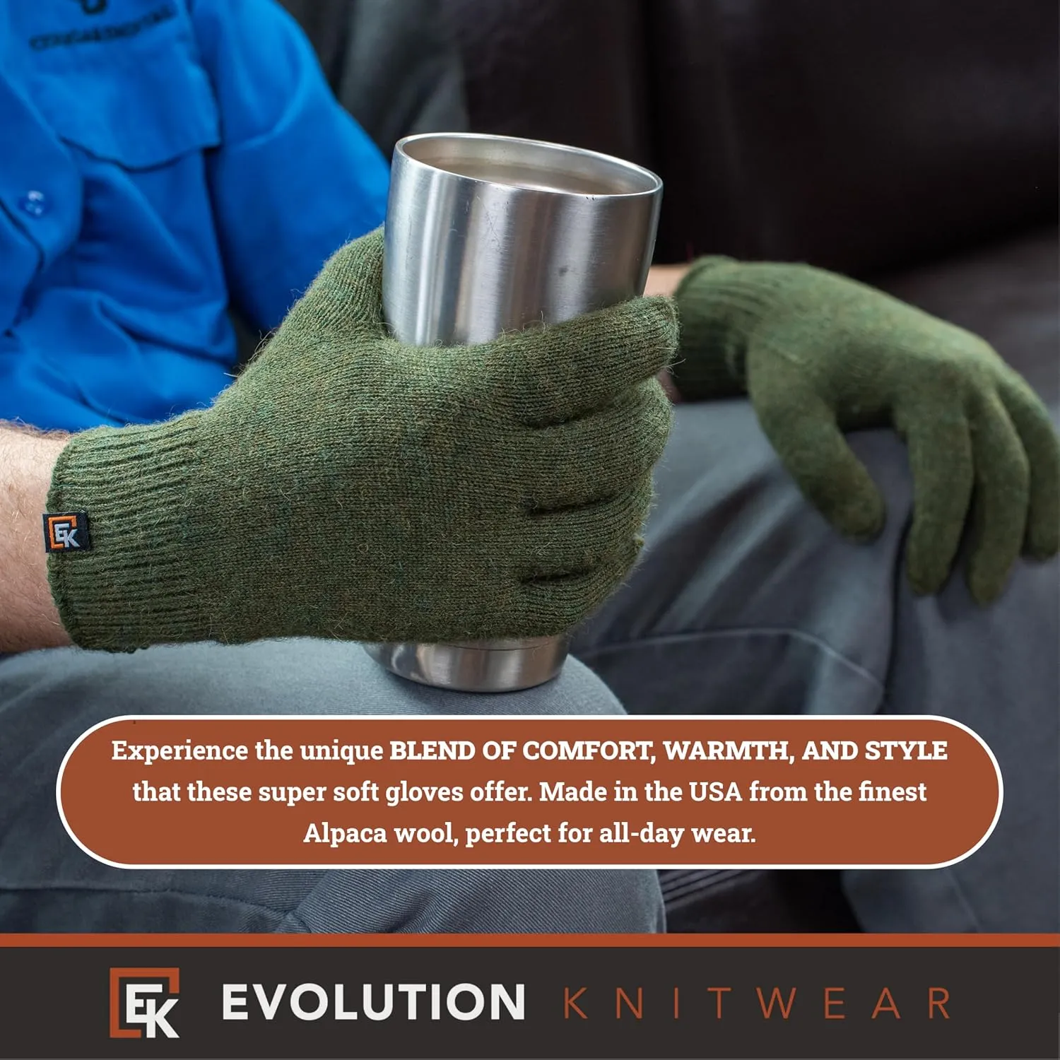 Evolution Knitwear Alpaca Knit Gloves - Super Soft Baby Alpaca - Made in The USA - Large