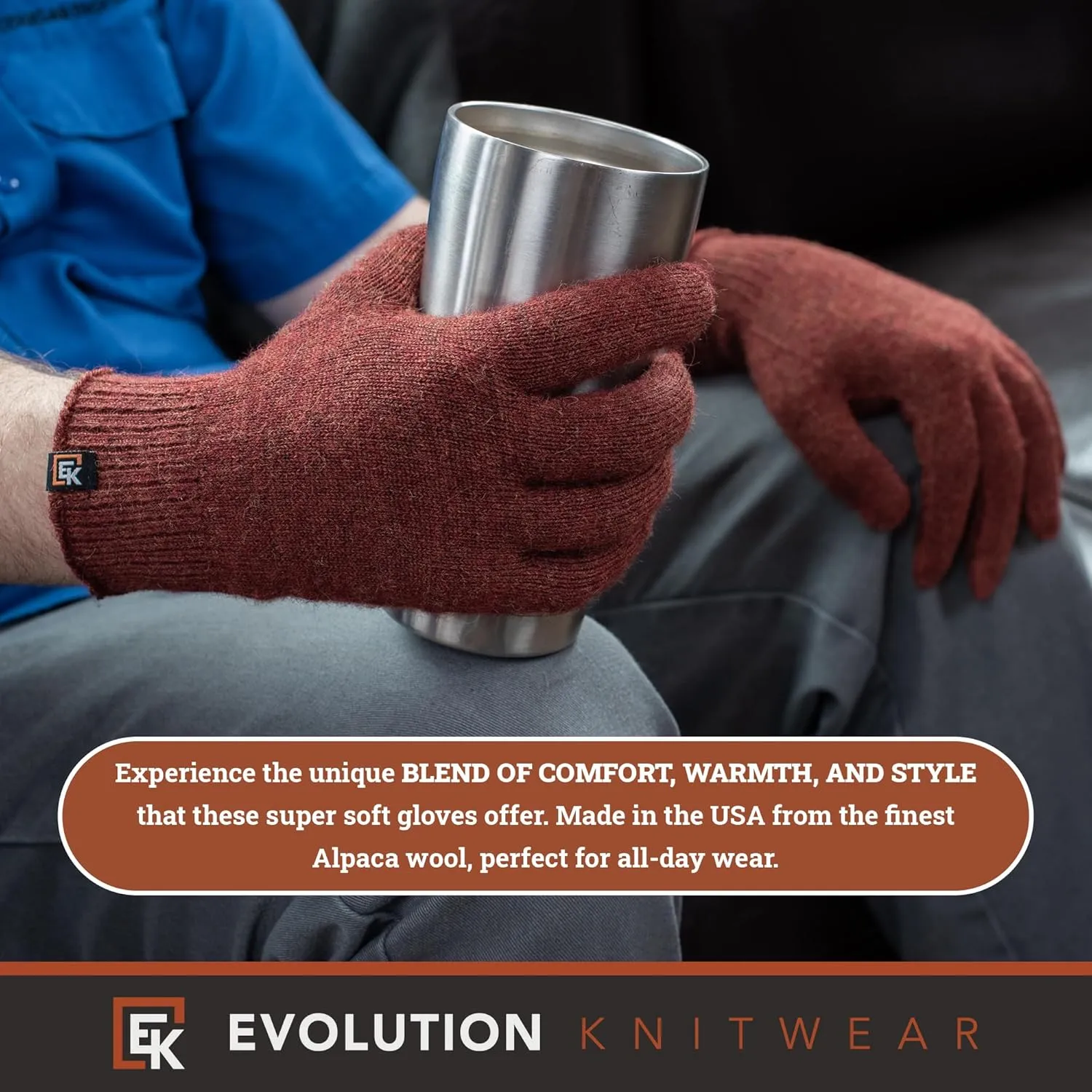Evolution Knitwear Alpaca Knit Gloves - Super Soft Baby Alpaca - Made in The USA - Large