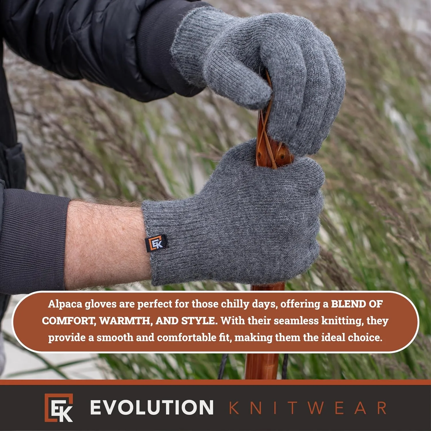 Evolution Knitwear Alpaca Knit Gloves - Super Soft Baby Alpaca - Made in The USA - Large