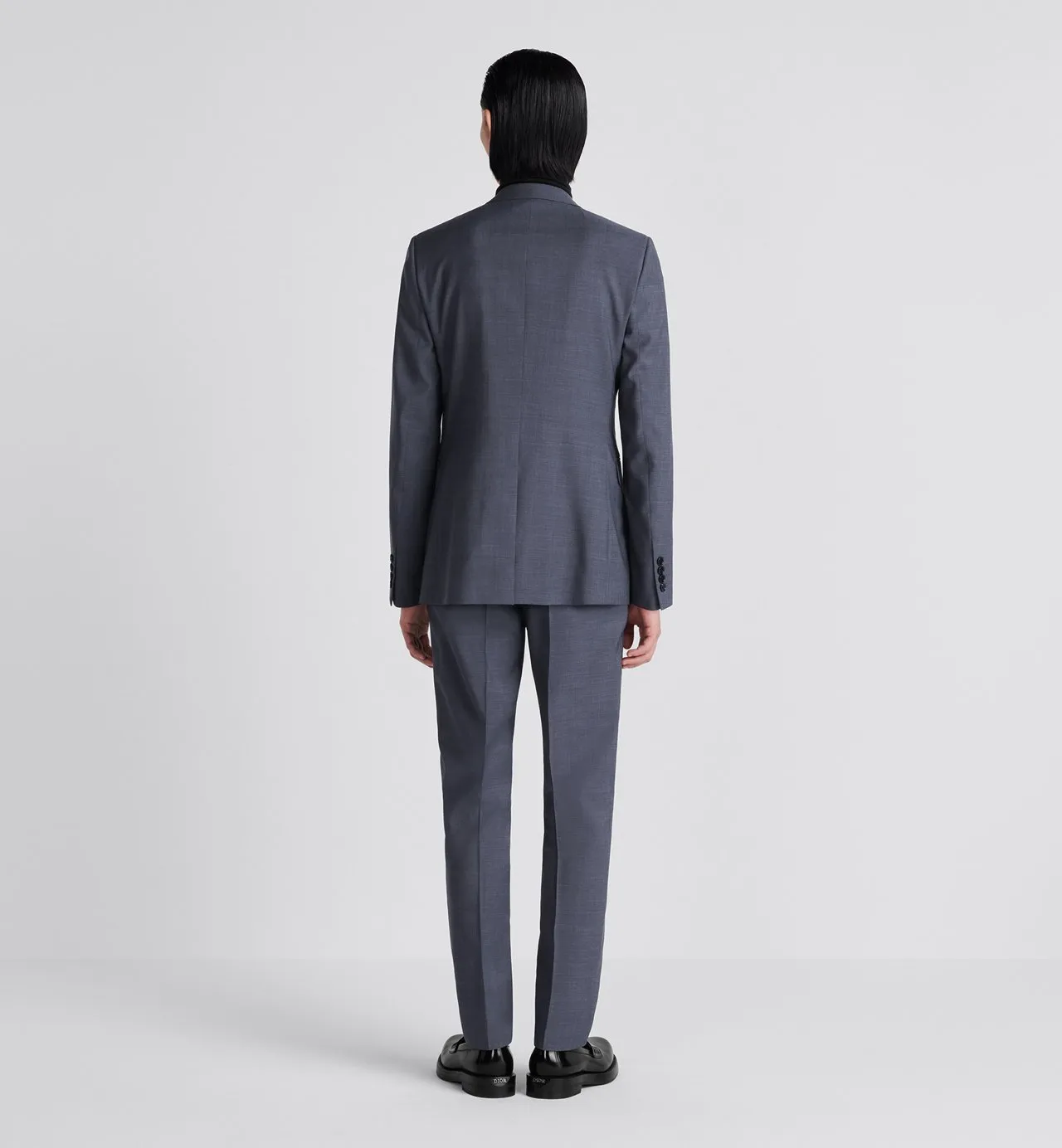 Fitted Suit Navy Blue Virgin Wool