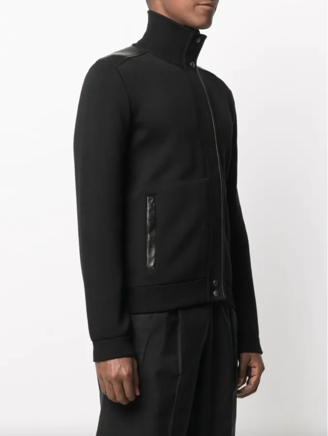 Gucci logo-embroidered fine-knit bomber jacket