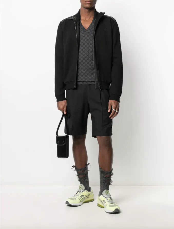 Gucci logo-embroidered fine-knit bomber jacket