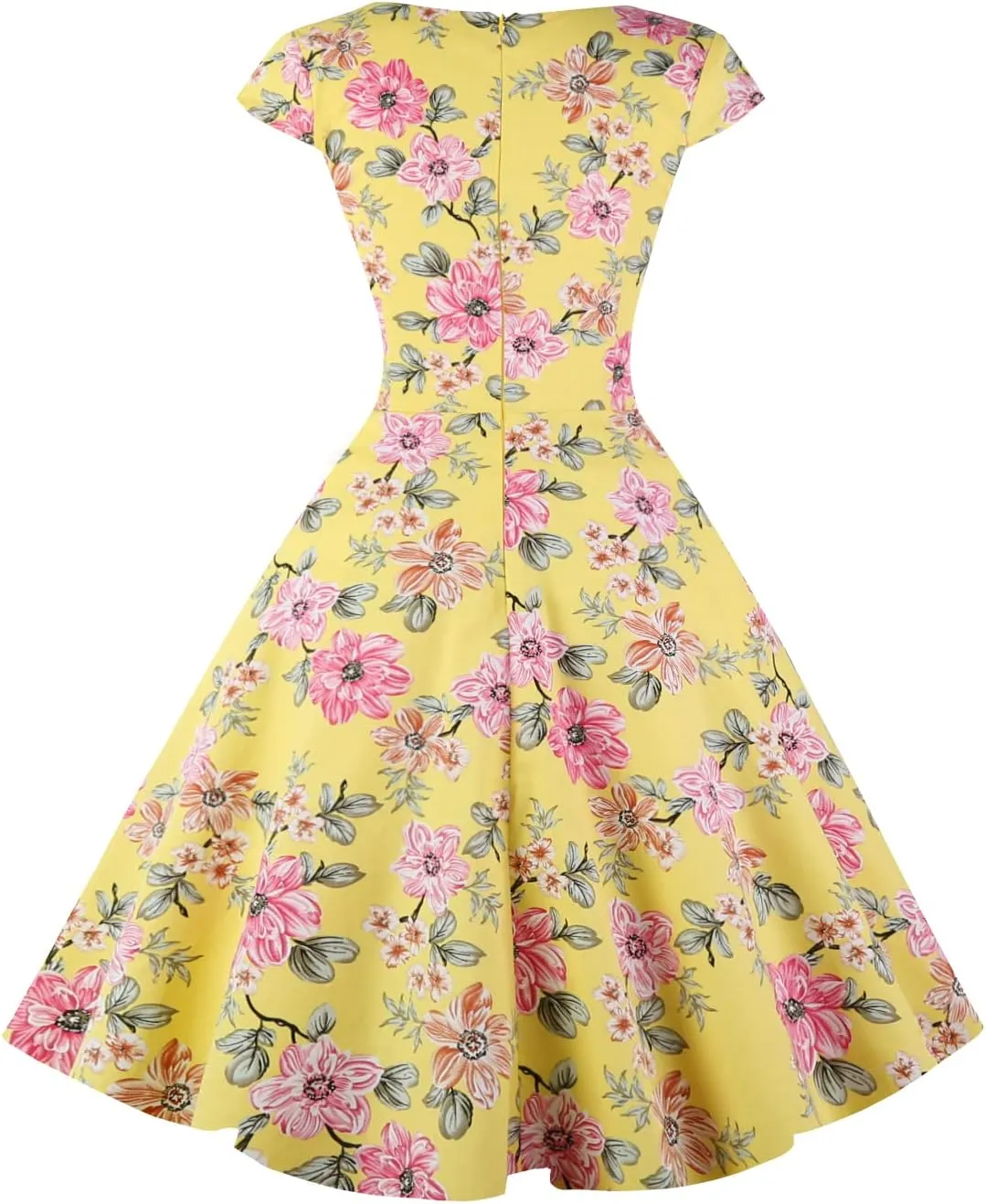 Hanpceirs Women's Cap Sleeve 1950s Retro Vintage Cocktail Swing Dresses with Pocket