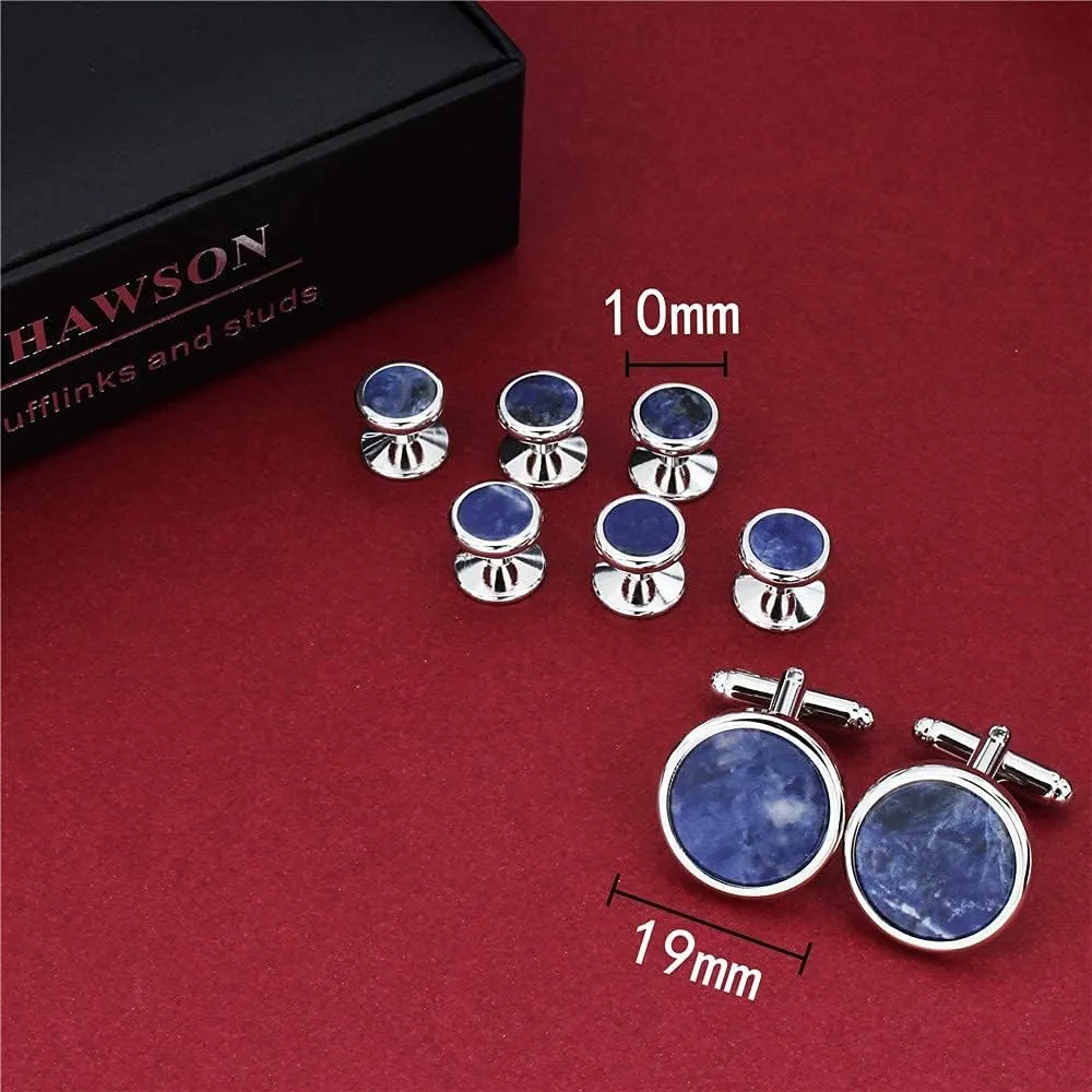HAWSON Fashion Mother-of-Pearl Tuxedo Shirt Button and Cufflink Set, Specially Designed for Wedding Business