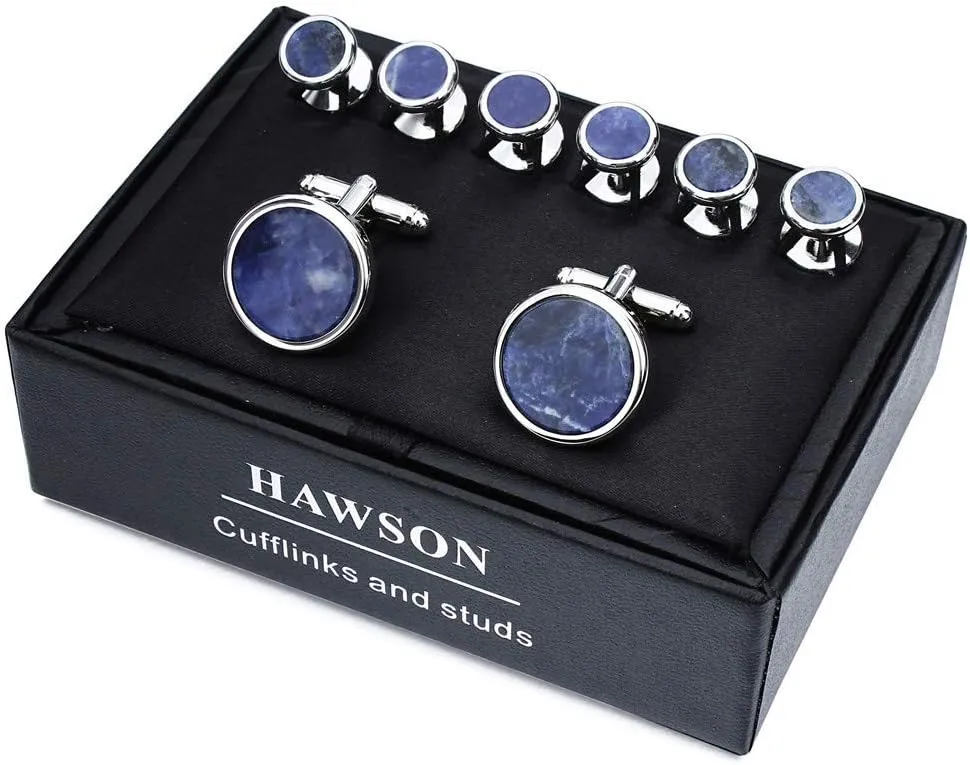 HAWSON Fashion Mother-of-Pearl Tuxedo Shirt Button and Cufflink Set, Specially Designed for Wedding Business