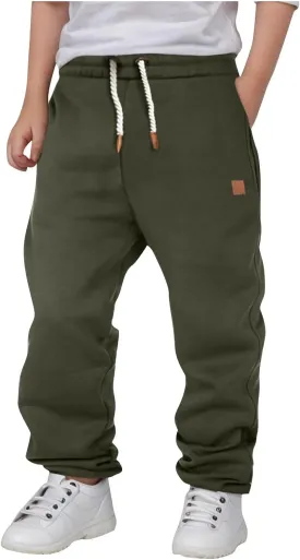 Kids Boys Jogger Pants Elastic Waist Solid Color Casual Pull on Trousers with Pockets Baggy Loose Comfy